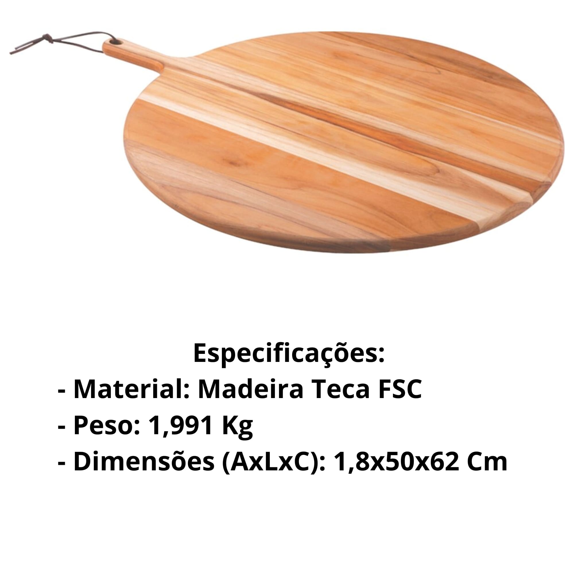 Tábua Redonda Para Pizza em Madeira Teca FSC Tramontina - 13414351