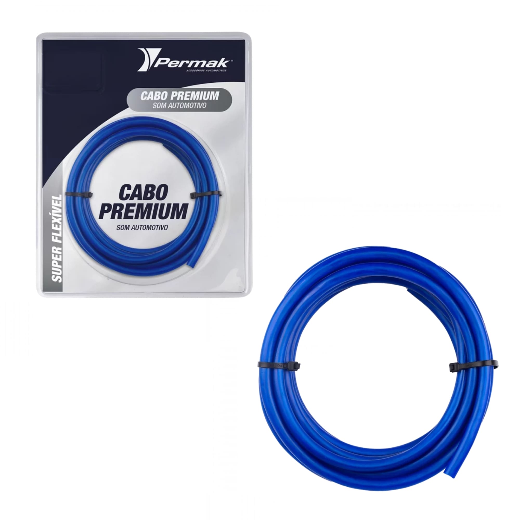 Cabo Siliconado Premium 10mm² 5m p/ Som Automotivo/Residencial 300V Permak - 72/A