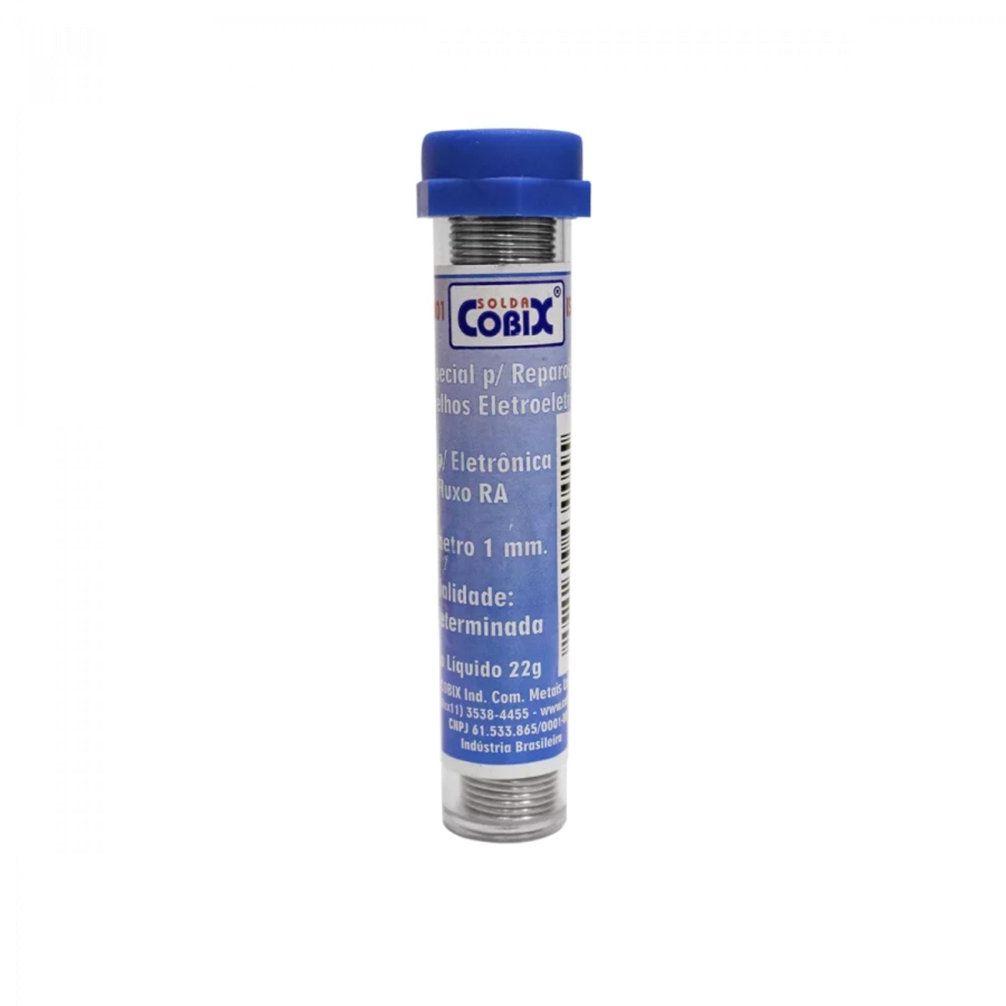 Solda Cobix Tubinho Azul para Componentes Eletrônicos Fio 1,00² 22g - 134/D