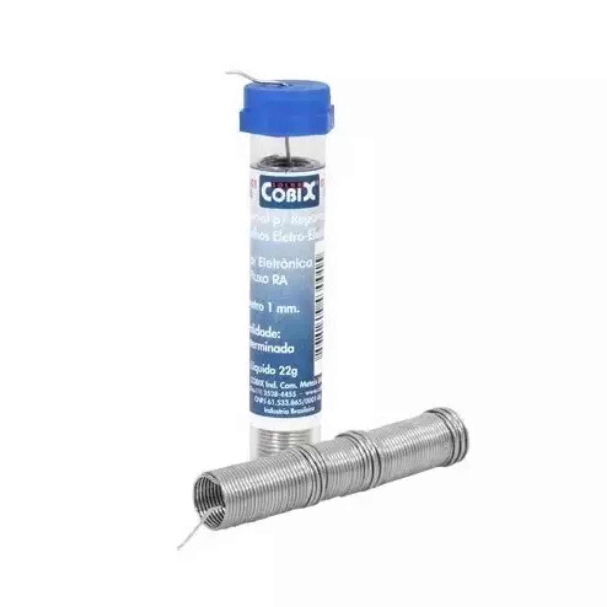 Solda Cobix Tubinho Azul para Componentes Eletrônicos Fio 1,00² 22g - 134/D