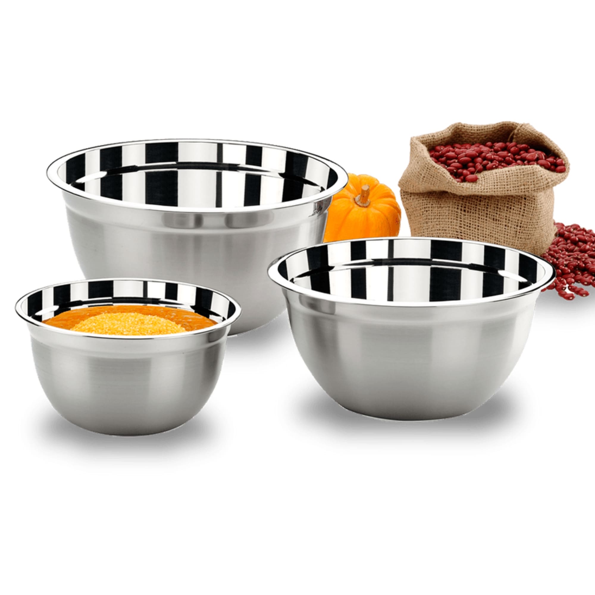 Conjunto de Tigelas 3 Peças Suprema em Aço Inox Durável Brinox - 2107/100