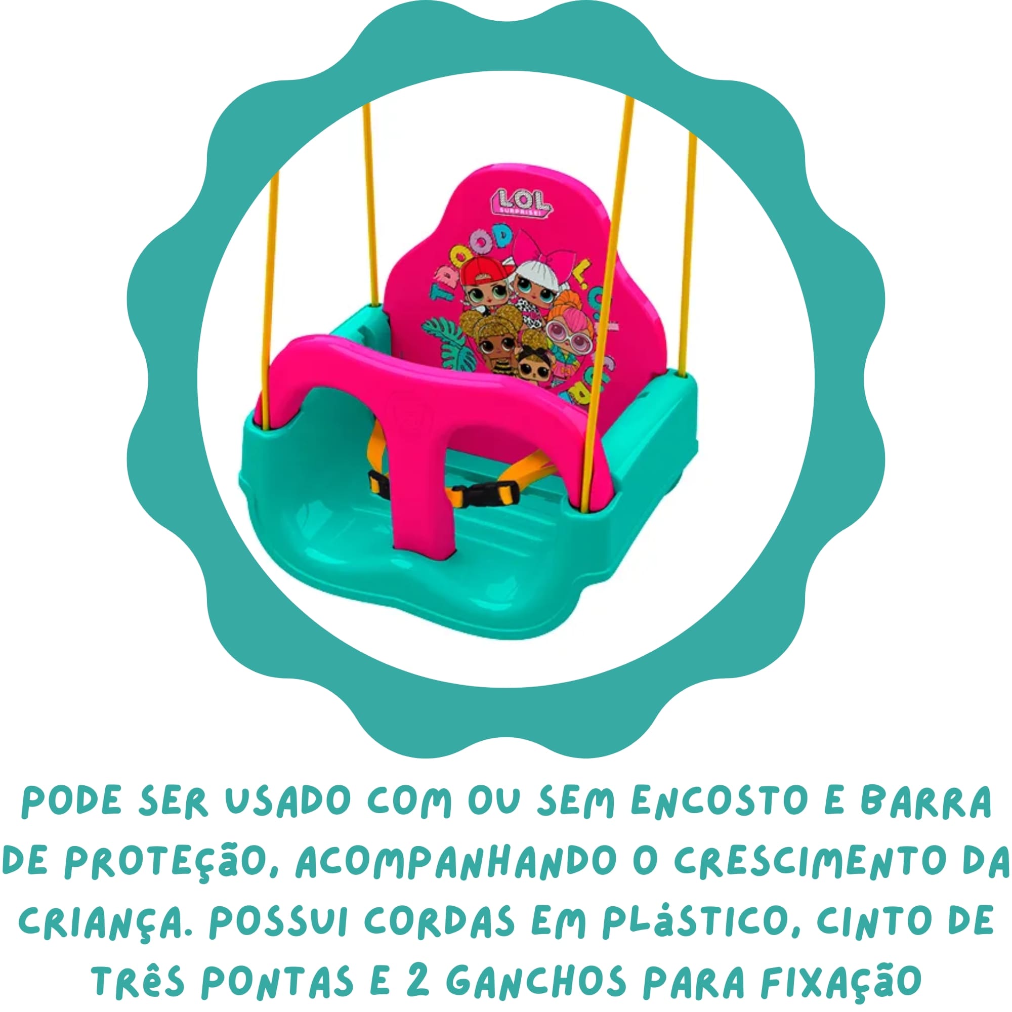Balanço Infantil Plástico LOL Suprise para Crianças entre 19-36 Meses Xalingo - 21832