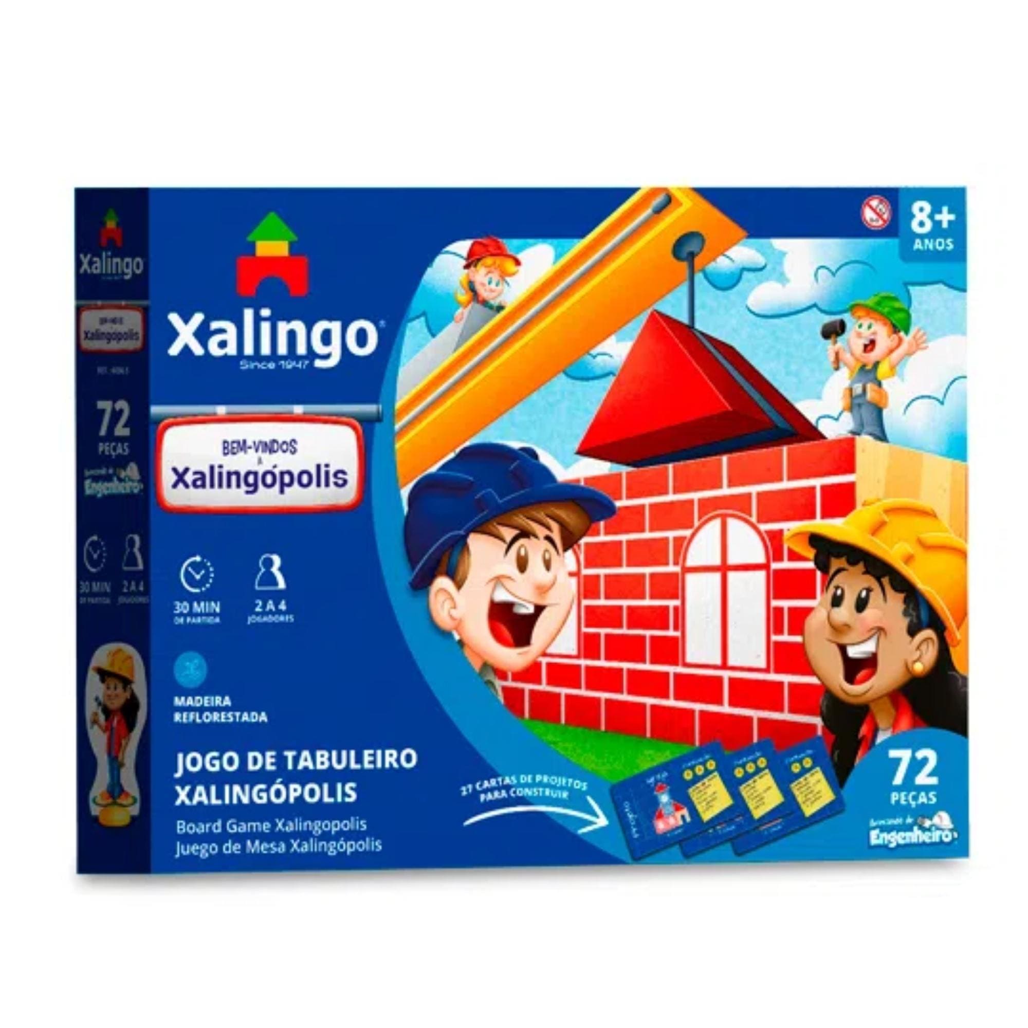 Jogo de Tabuleiro Xalingópolis 72 Peças com Blocos Brincando de Engenheiro Xalingo 60565
