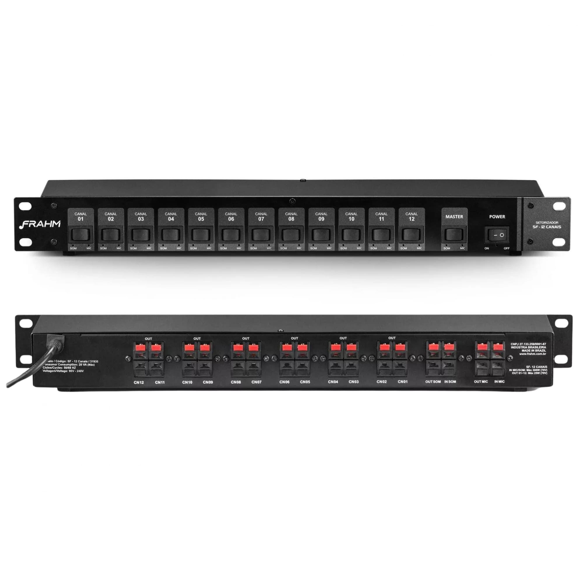 Setorizador SF-12 Canais Bivolt Automático Potência 300W com Comando Master Frahm - 31938