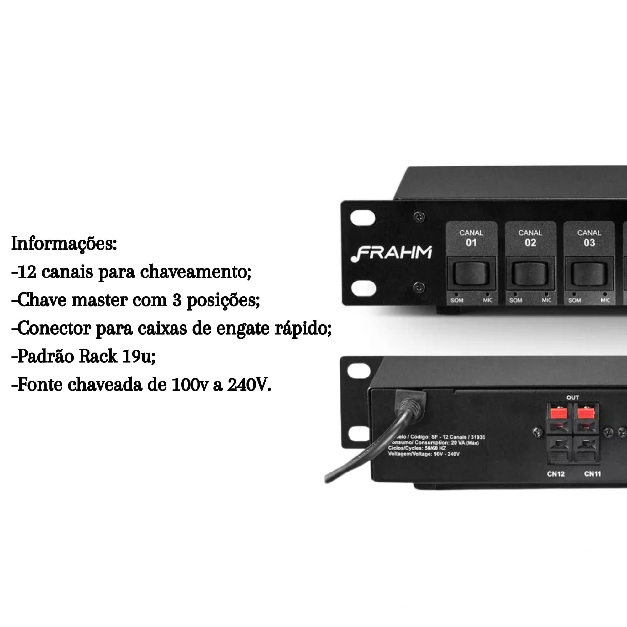 Setorizador SF-12 Canais Bivolt Automático Potência 300W com Comando Master Frahm - 31938