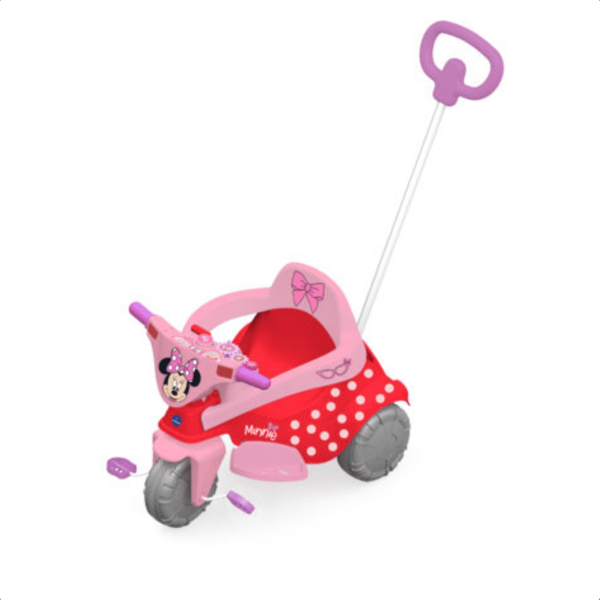 Triciclo Infantil Minnie Disney 3 em 1 Adaptável Cor Rosa e Vermelho até 30kg Xalingo - 07251
