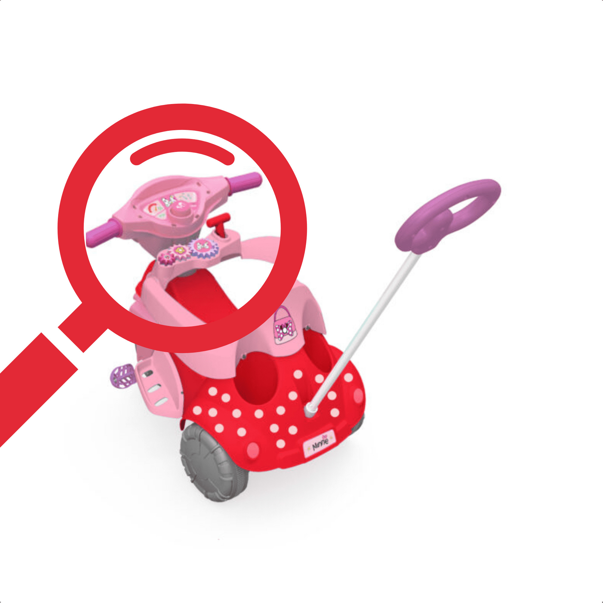 Triciclo Infantil Minnie Disney 3 em 1 Adaptável Cor Rosa e Vermelho até 30kg Xalingo - 07251
