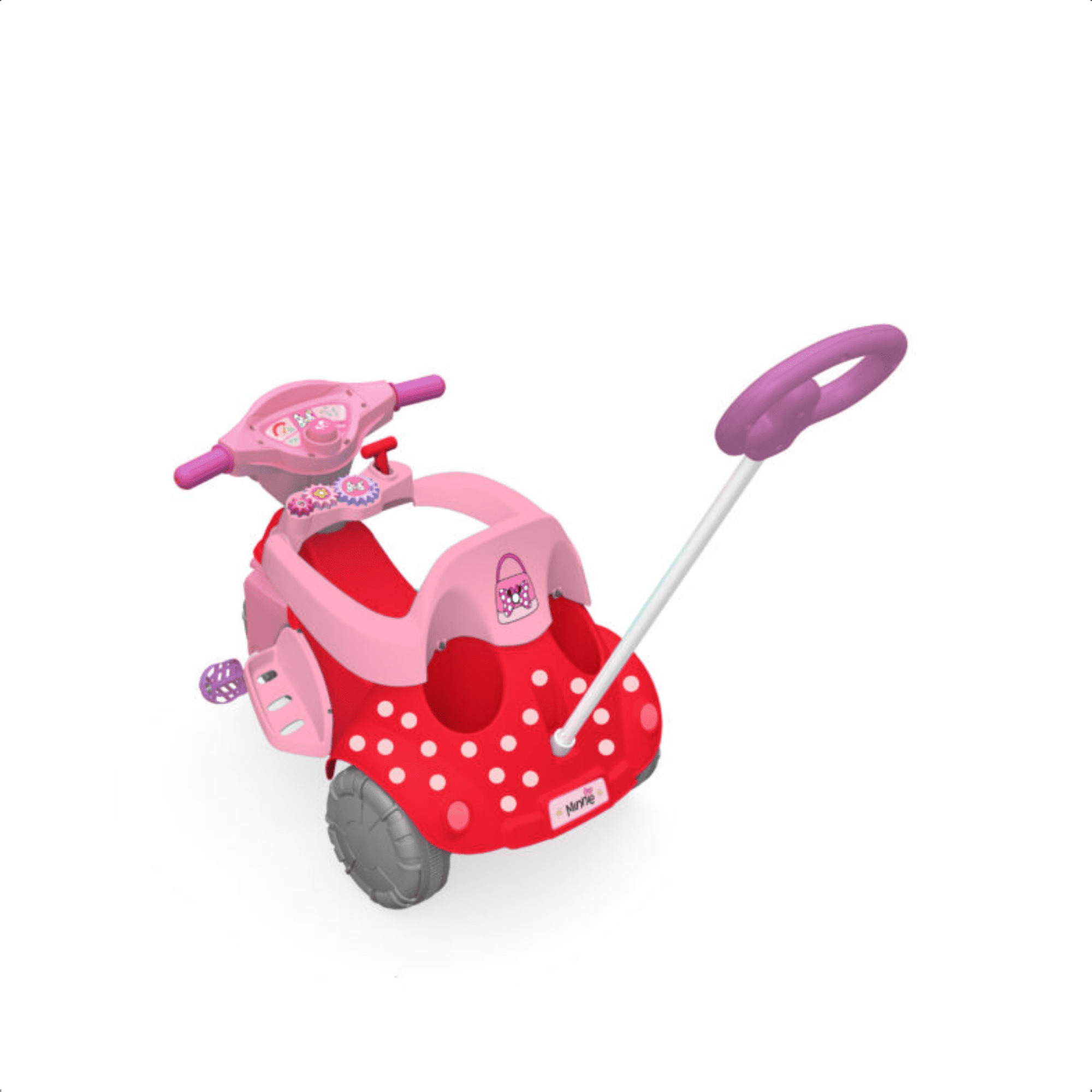 Triciclo Infantil Minnie Disney 3 em 1 Adaptável Cor Rosa e Vermelho até 30kg Xalingo - 07251