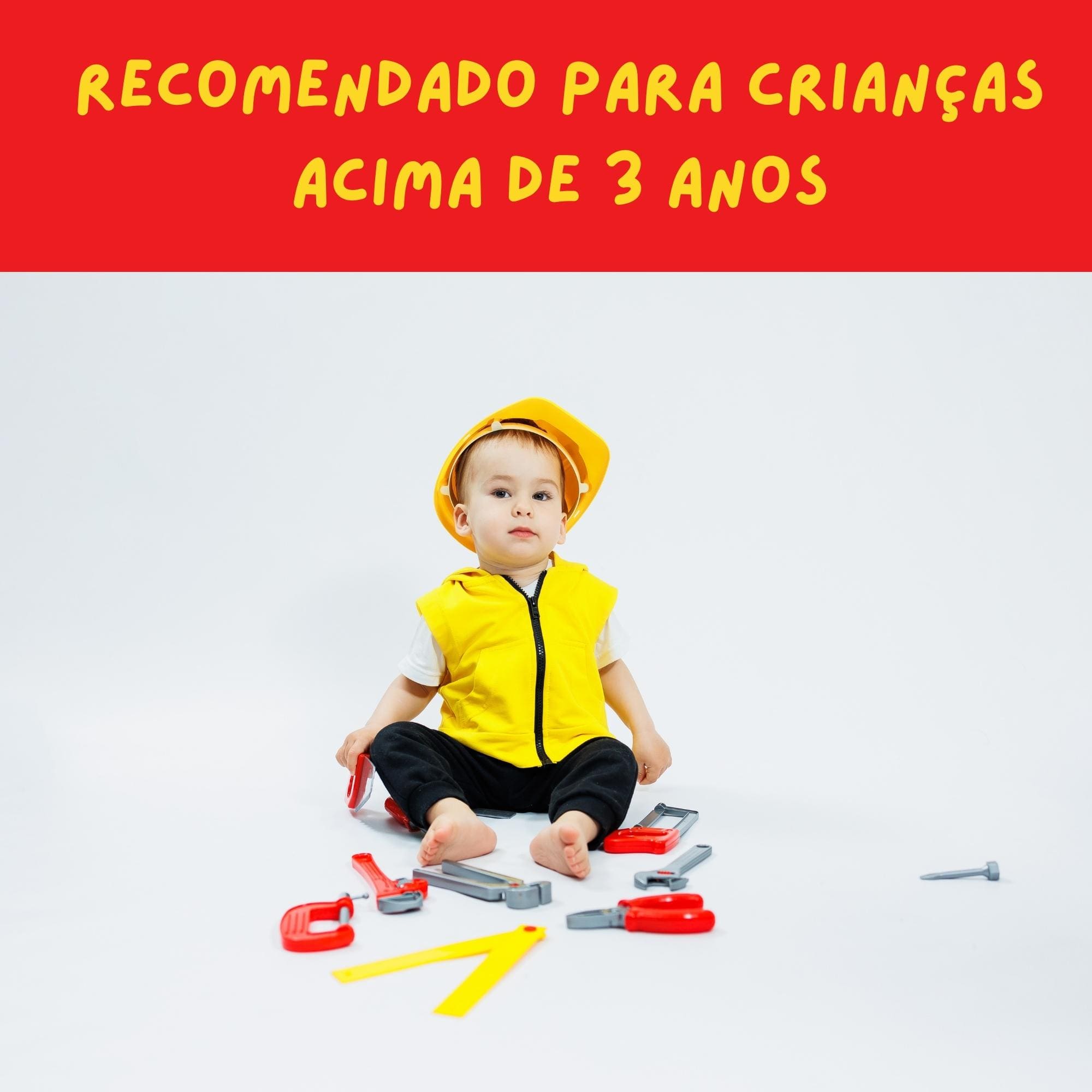 Brinquedo Mesa de Ferramentas 34 Peças Vermelho p/ Crianças 3+ Anos Fenix Brinquedos - MES-564