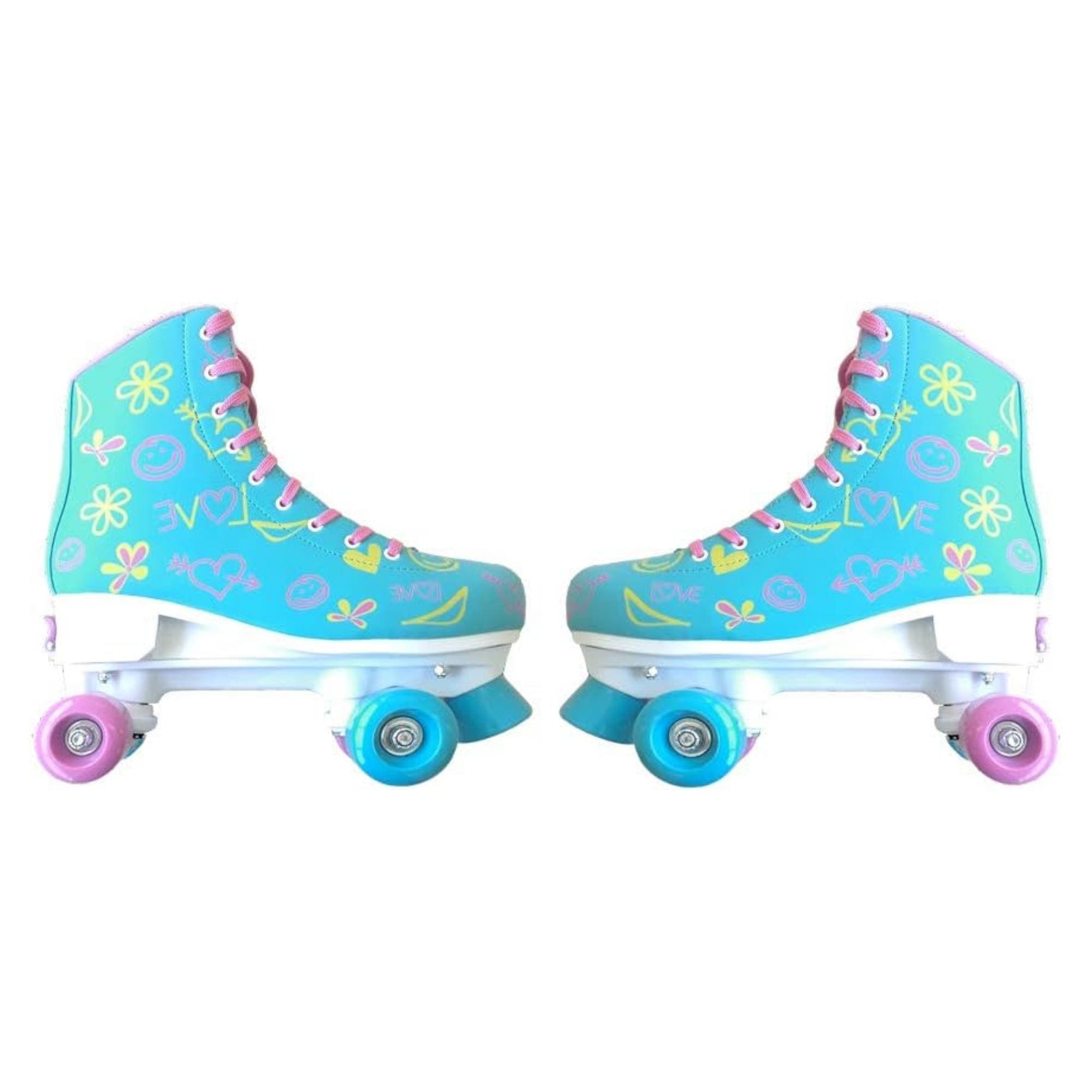 Par de Patins Radkal 4 Rodas Ajustaveis Tamanho 39 a 42 Azul Fenix Brinquedos Suporta 70Kg-RL-07A