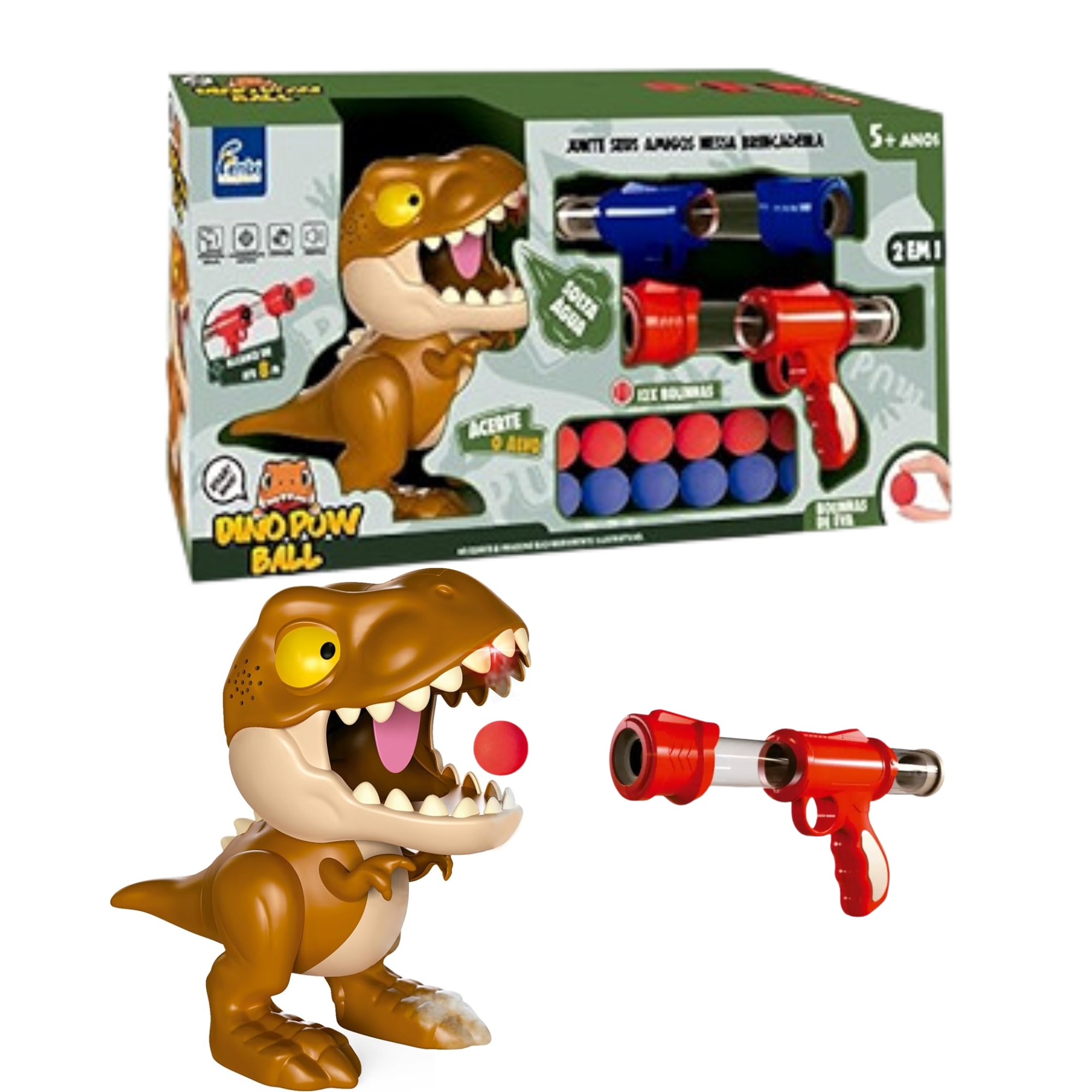 Brinquedo Dino Pow Ball com Lançadores e Dardos Inclusos Fenix Brinquedos - PPD-942