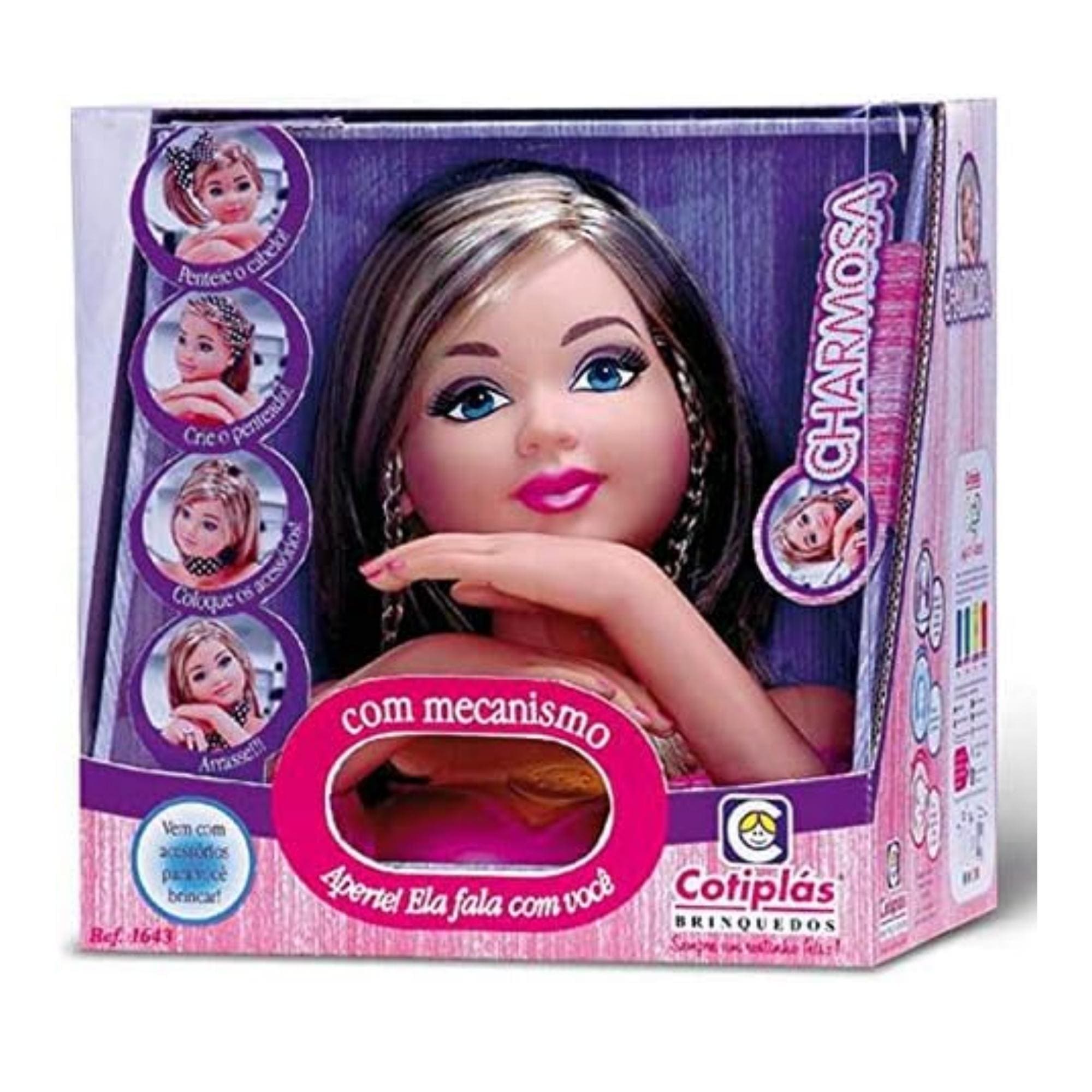 Boneca Charmosa com Acessórios e Mecanismo Aperte e Ela Fala com Você Cotiplás - 1603