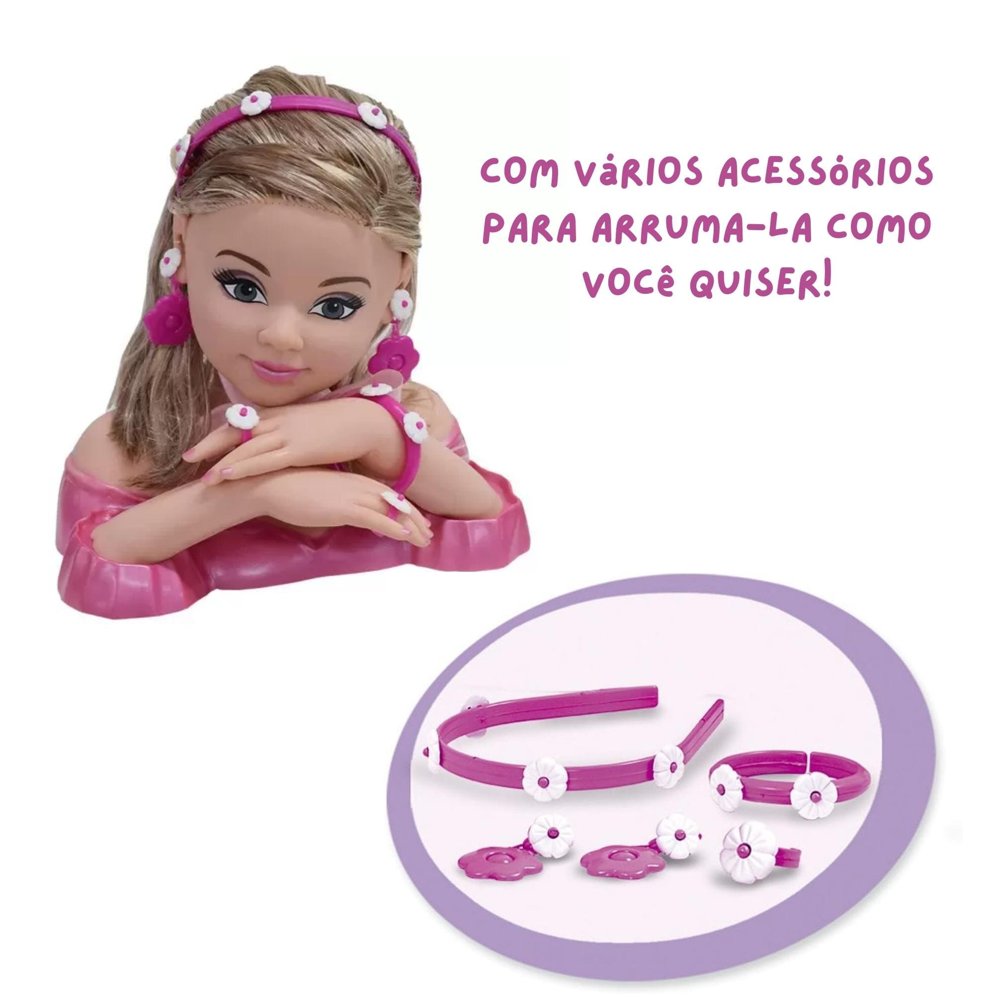Boneca Charmosa com Acessórios e Mecanismo Aperte e Ela Fala com Você Cotiplás - 1603