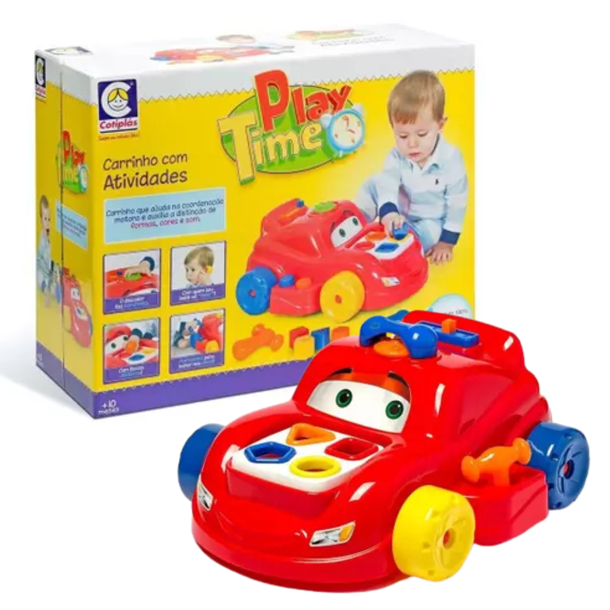 Brinquedo Play Time Carros Atividades Vermelho para Crianças a Partir de 10 Meses Cotiplás - 1951