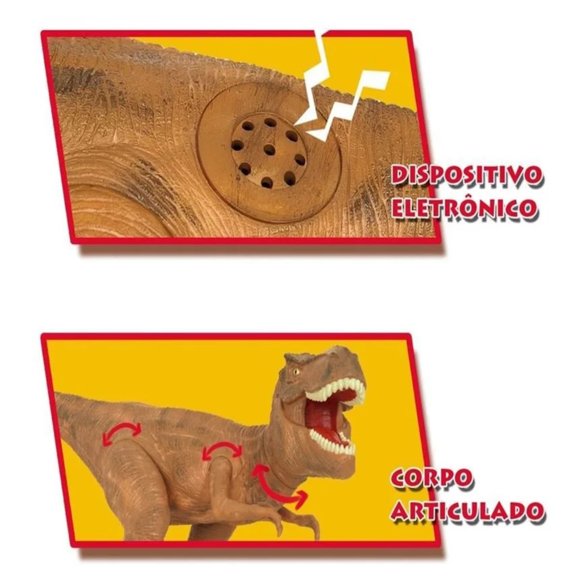 Boneco Dino World Kids Tyranossaurus Rex Faz Sons de Dinossauro de Verdade +3 Anos Cotiplás - 2088
