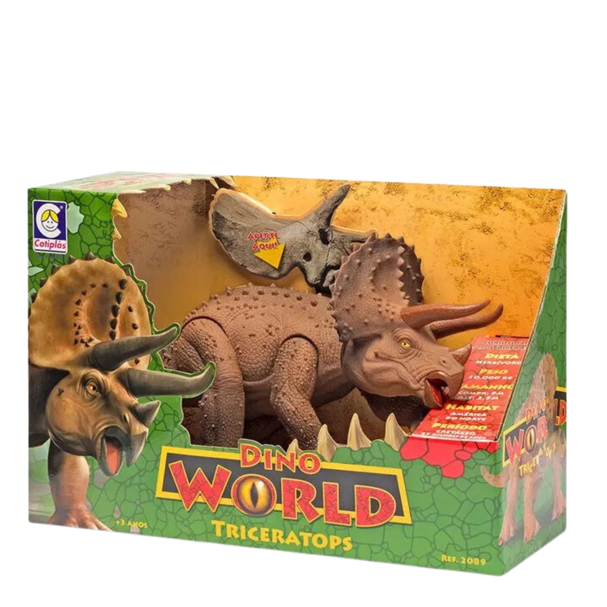 Boneco Dino World Kids Triceratops Faz Sons de Dinossauro de Verdade Cotiplás - 2089