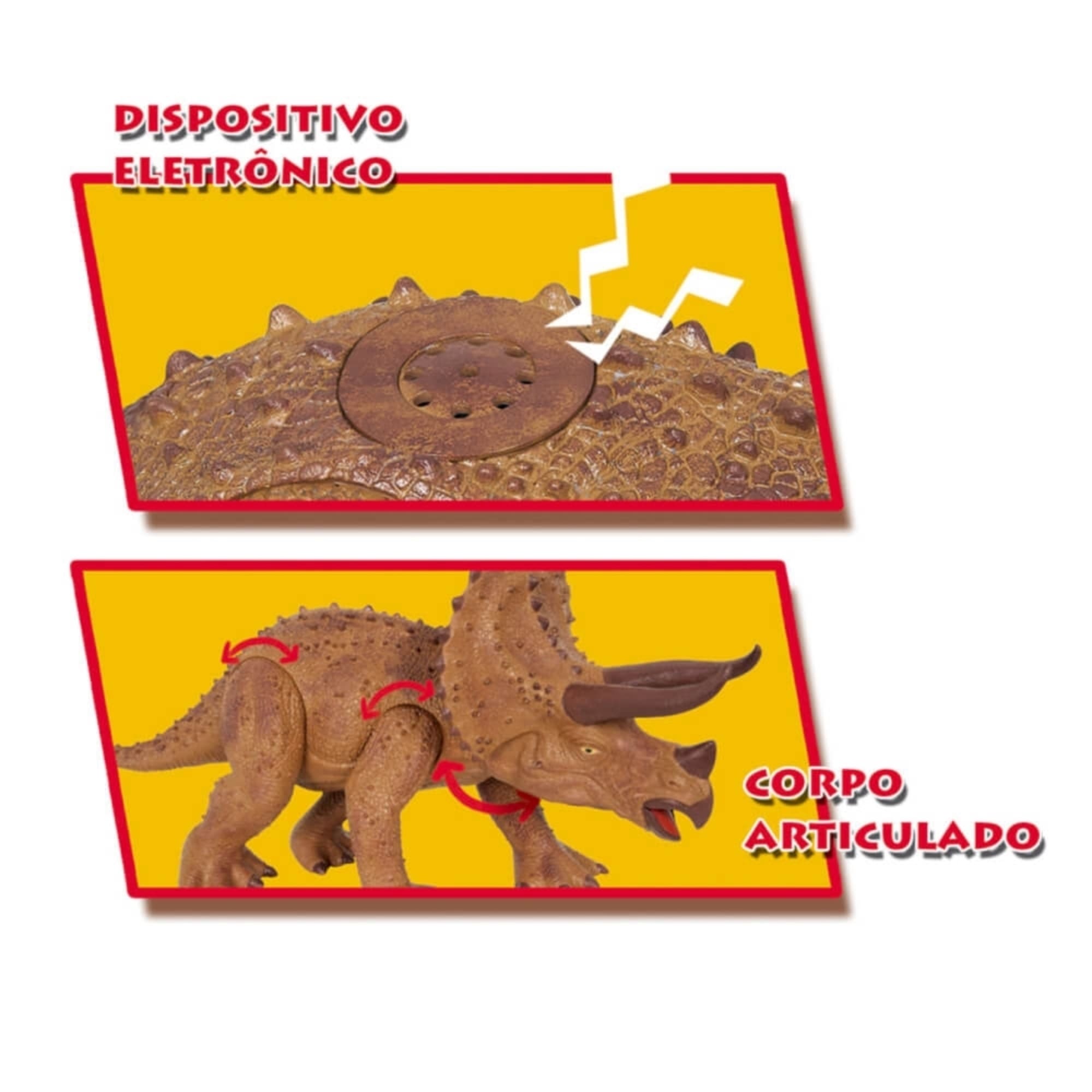 Boneco Dino World Kids Triceratops Faz Sons de Dinossauro de Verdade Cotiplás - 2089