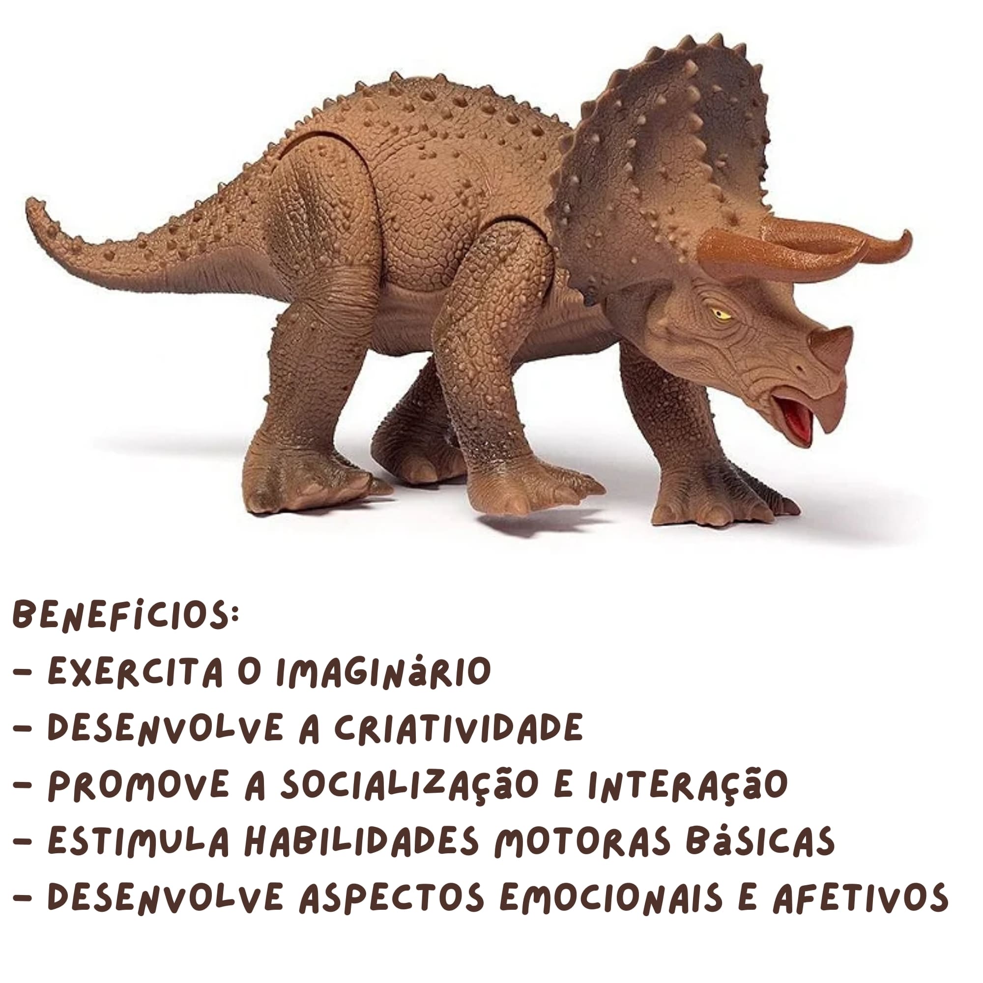 Boneco Dino World Kids Triceratops Faz Sons de Dinossauro de Verdade Cotiplás - 2089