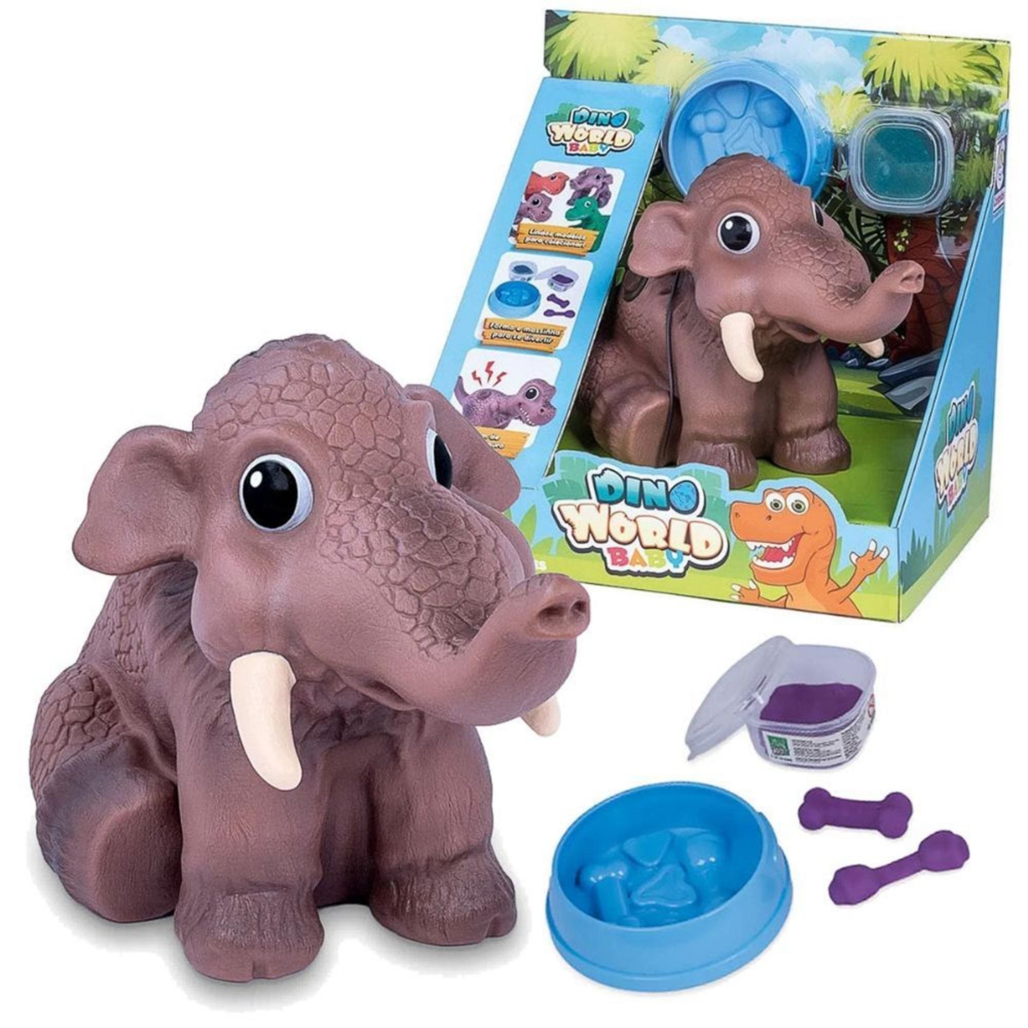 Boneco Dino World Babys Mamute com Massinha e Molde Recomendado Crianças 3 Anos Cotiplás - 2342