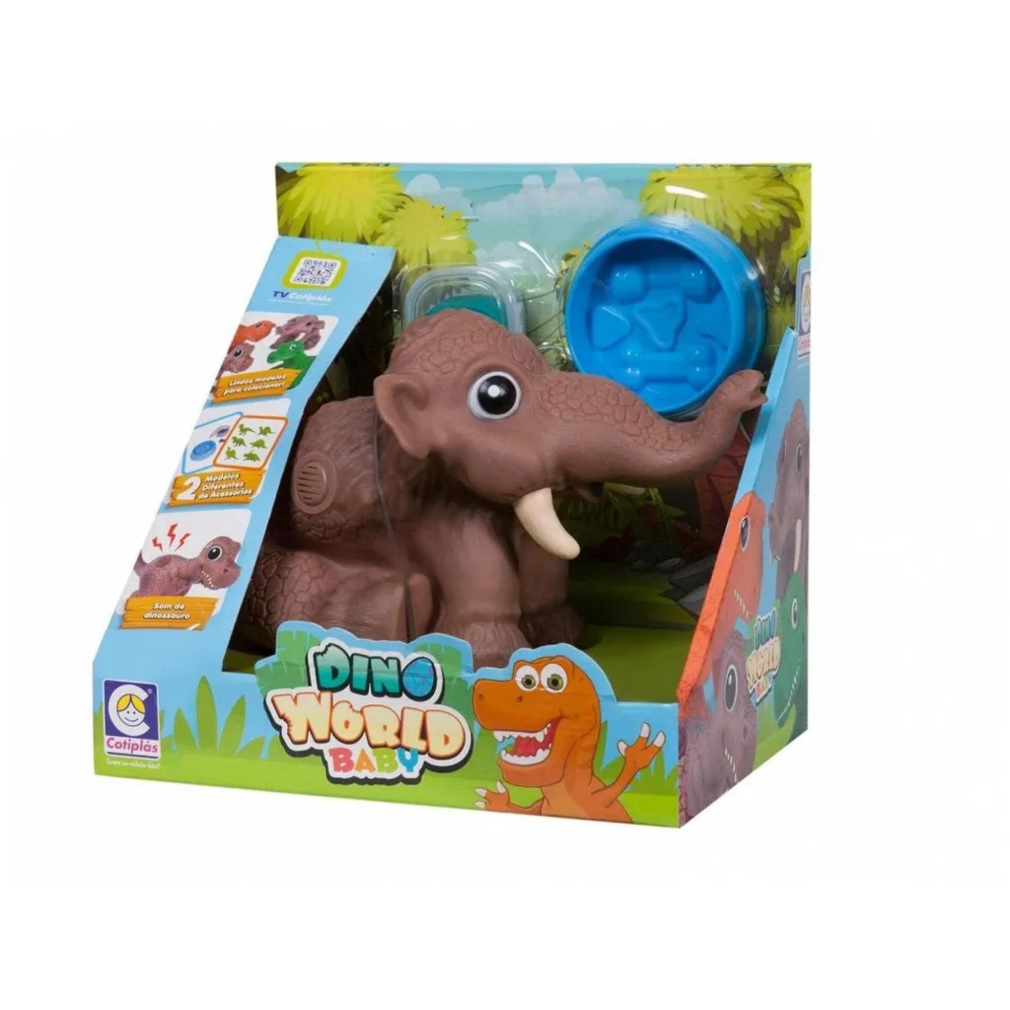 Boneco Dino World Babys Mamute com Massinha e Molde Recomendado Crianças 3 Anos Cotiplás - 2342