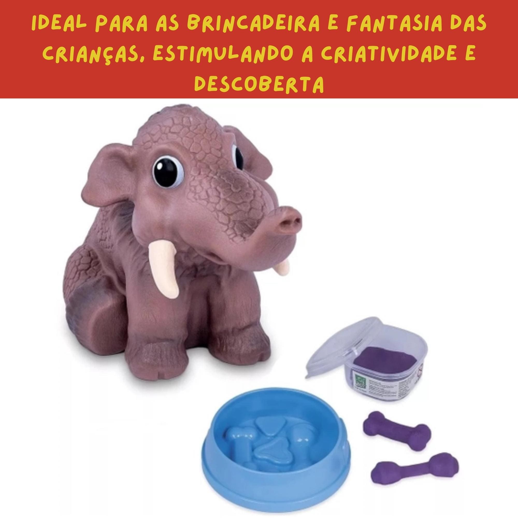 Boneco Dino World Babys Mamute com Massinha e Molde Recomendado Crianças 3 Anos Cotiplás - 2342