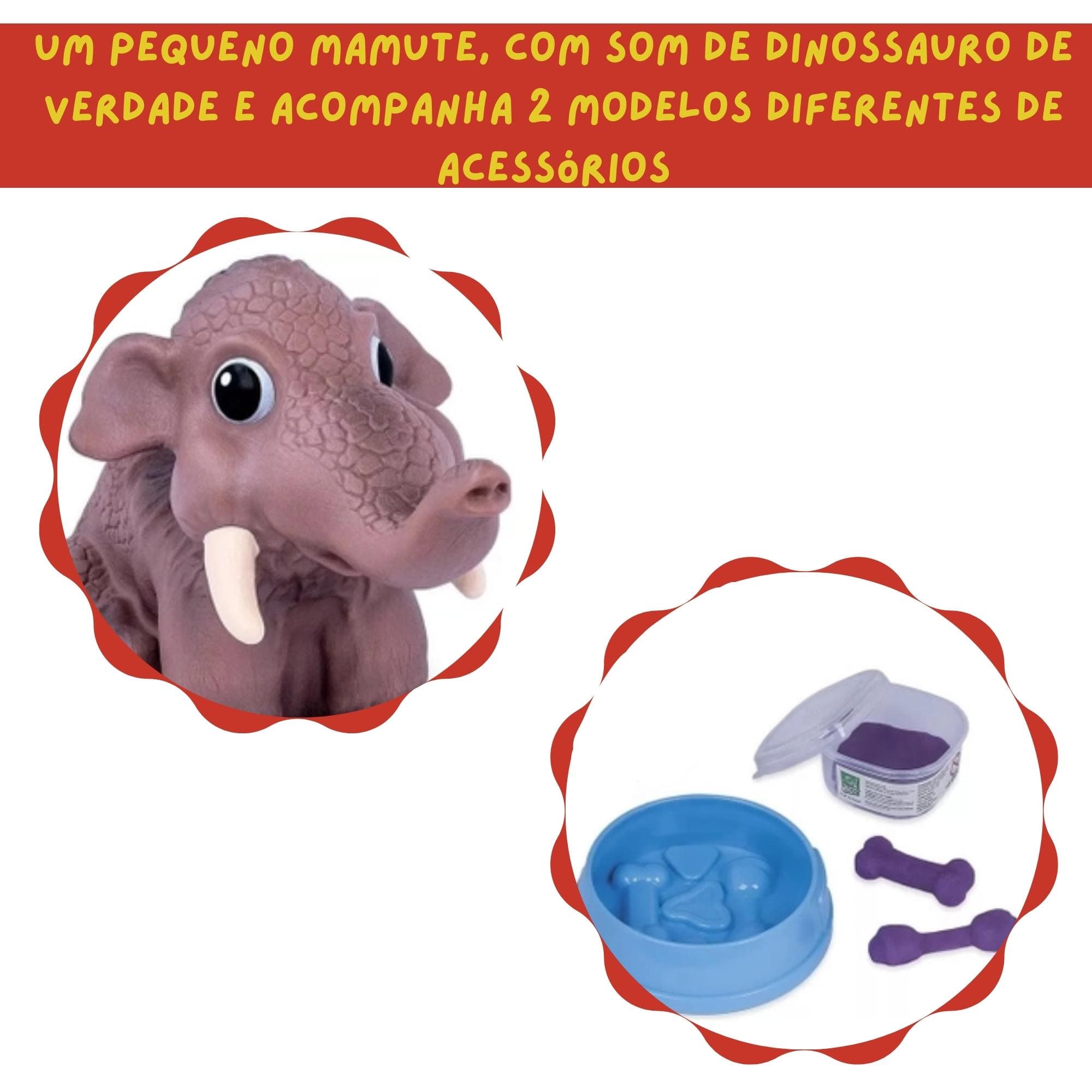 Boneco Dino World Babys Mamute com Massinha e Molde Recomendado Crianças 3 Anos Cotiplás - 2342