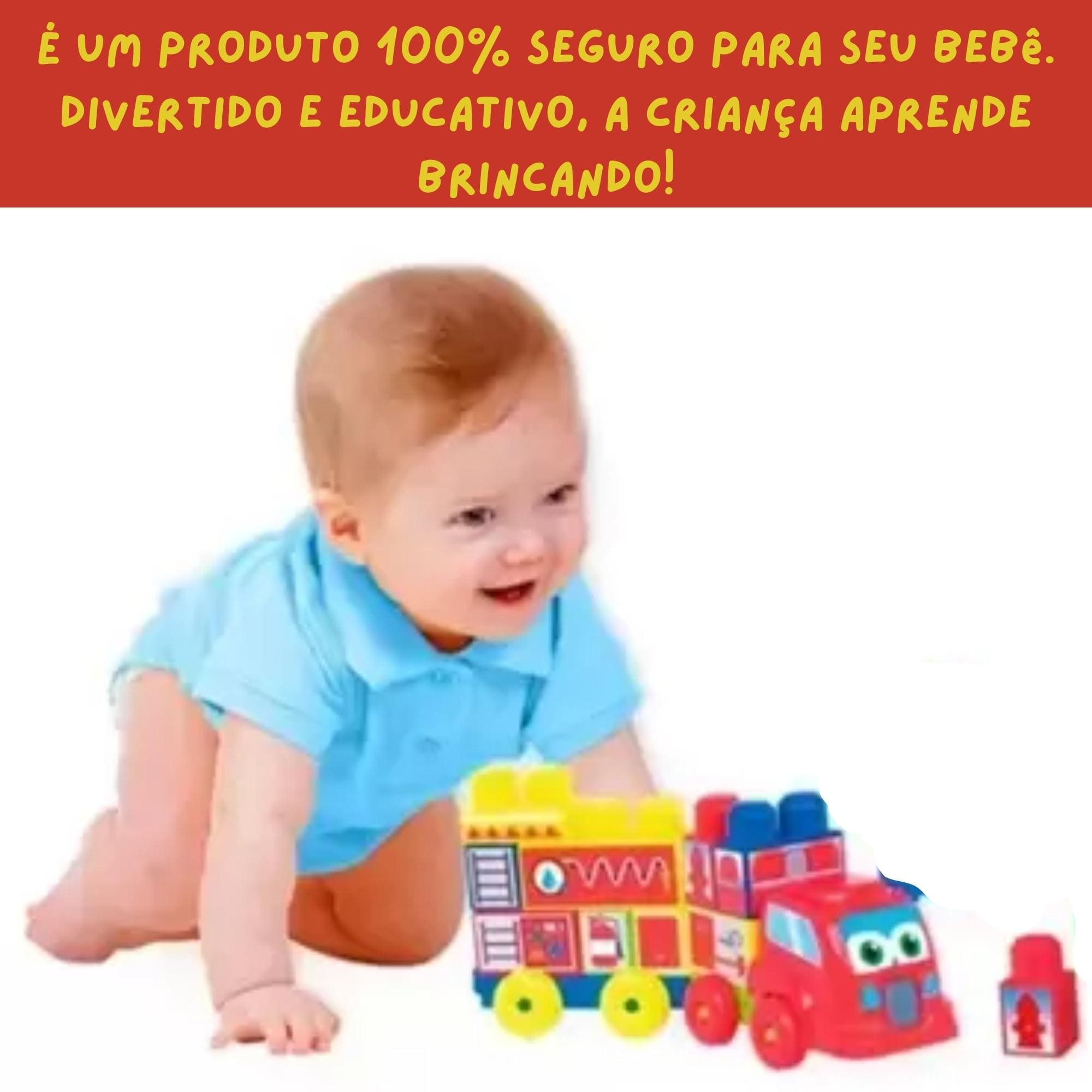 Brinquedo de Montar Coti Bloco Caminhão de Bombeiro Cor Sortida 20 Peças Cotiplás - 2355