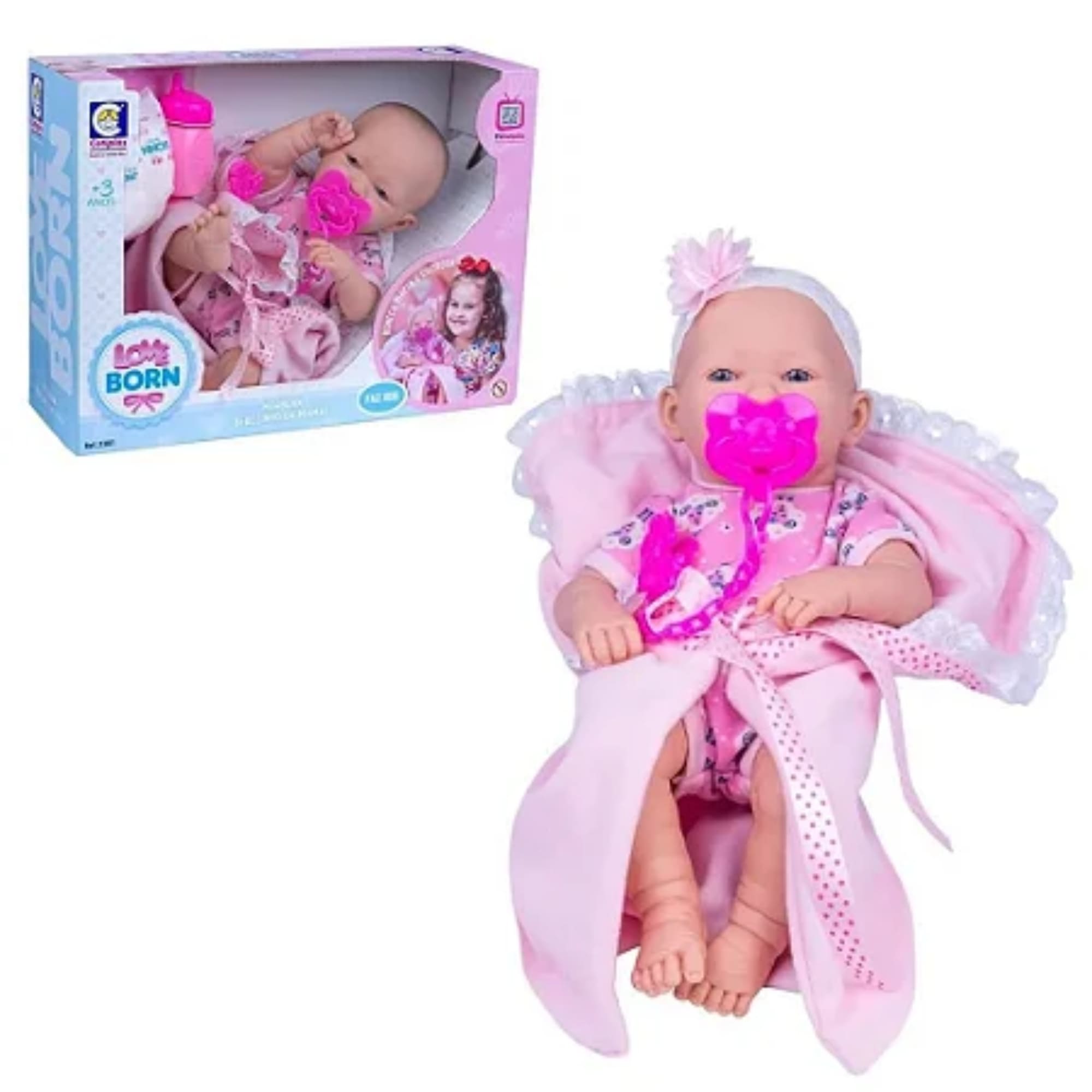 Boneca Love Born Bebezinho da Mamãe Acessórios para Crianças a Partir de 3 Anos Cotiplás-2381