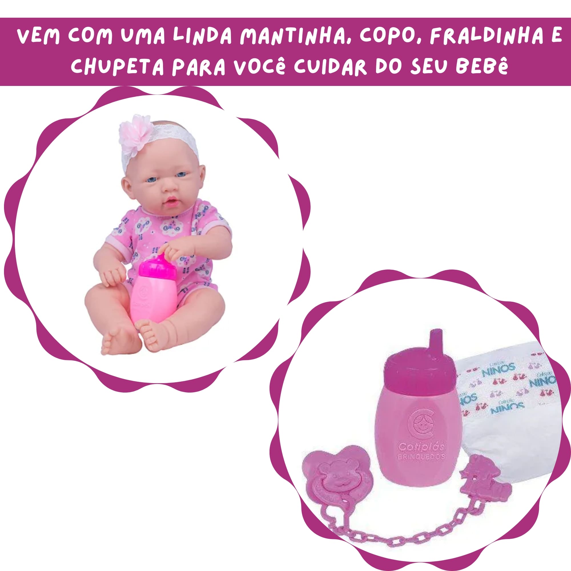 Boneca Love Born Bebezinho da Mamãe Acessórios para Crianças a Partir de 3 Anos Cotiplás-2381