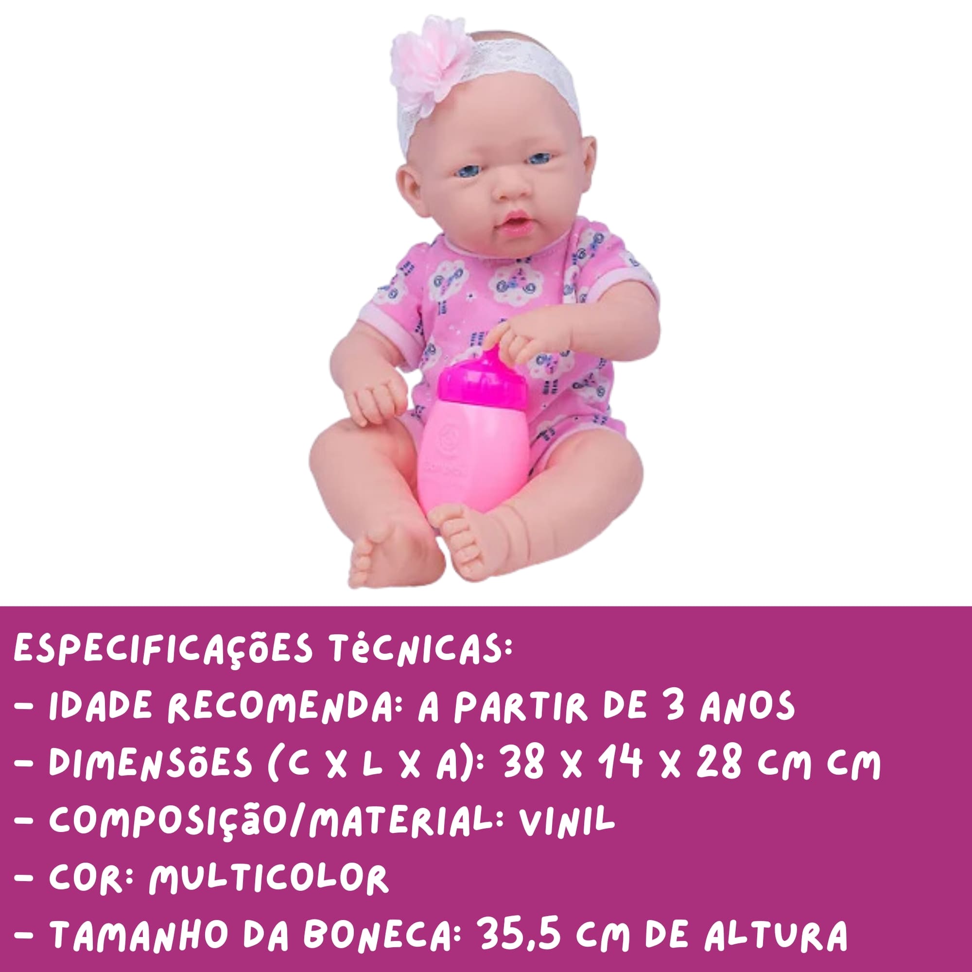 Boneca Love Born Bebezinho da Mamãe Acessórios para Crianças a Partir de 3 Anos Cotiplás-2381