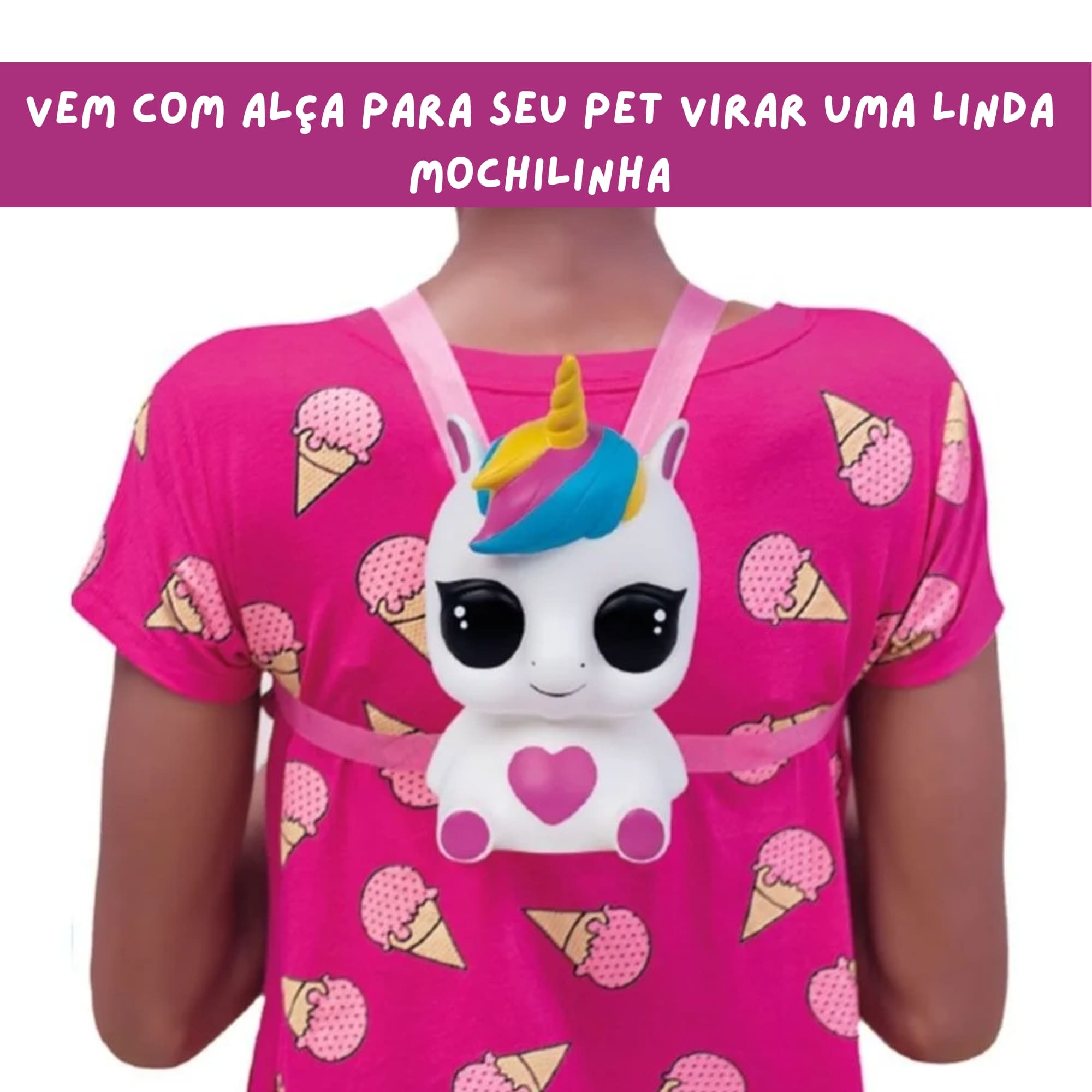 Brinquedo Mochilinha Cofre Pop Surprise Pets Unicórnio com Duas Caixas Surpresa Sortidos Cotiplás - 2395