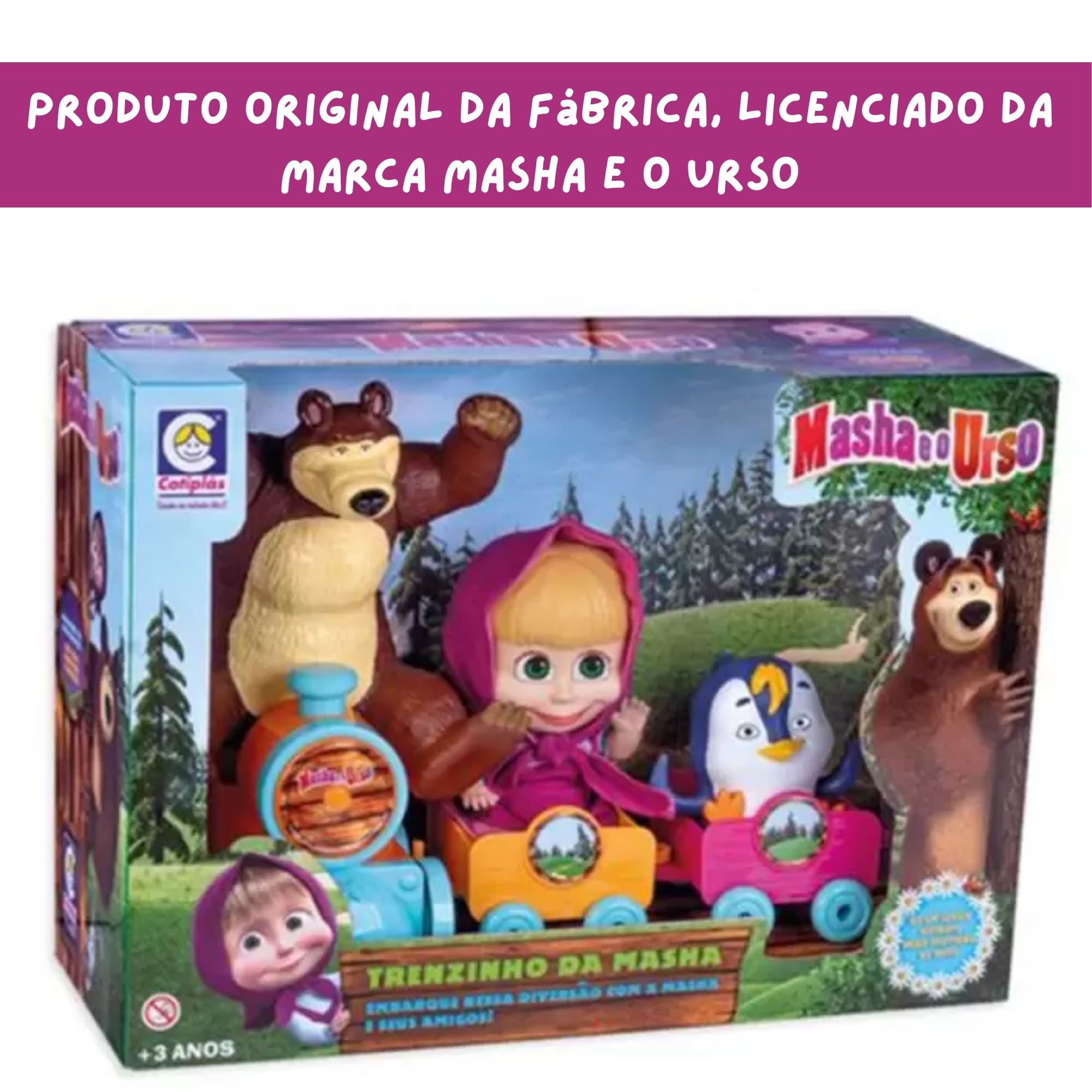 Brinquedo Trenzinho Para Brincar Masha e o Urso para Crianças +3 Anos Cotiplás - 2403