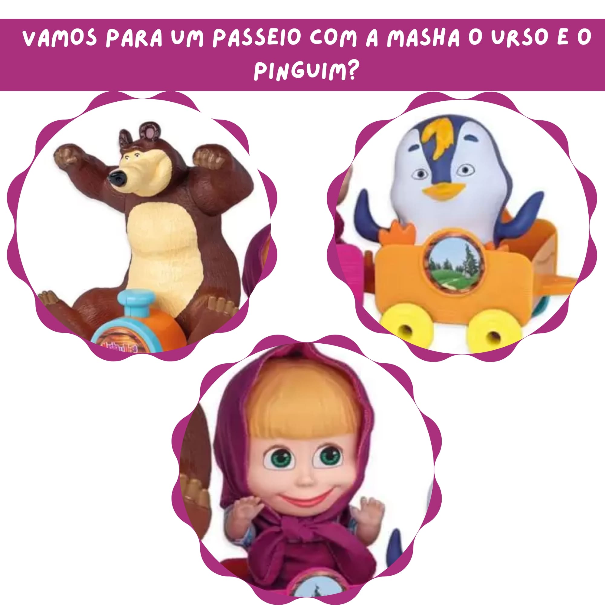 Brinquedo Trenzinho Para Brincar Masha e o Urso para Crianças +3 Anos Cotiplás - 2403