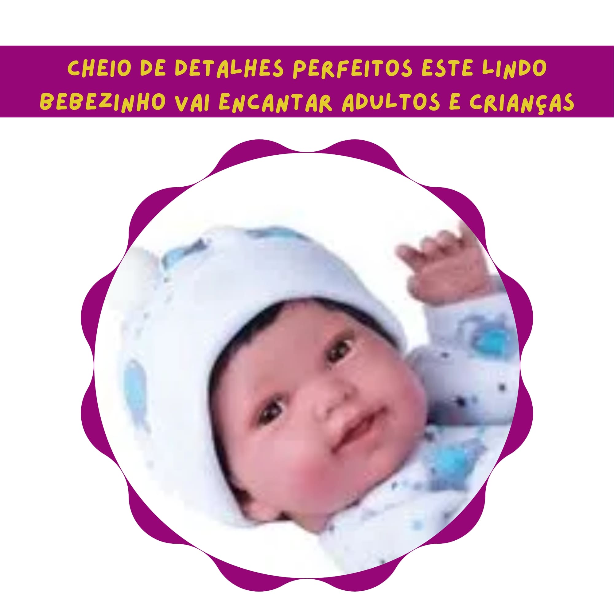 Boneca Reborn Baby Anny Doll Menino com Cabelo para Crianças a partir de 3 Anos Cotiplás - 2440