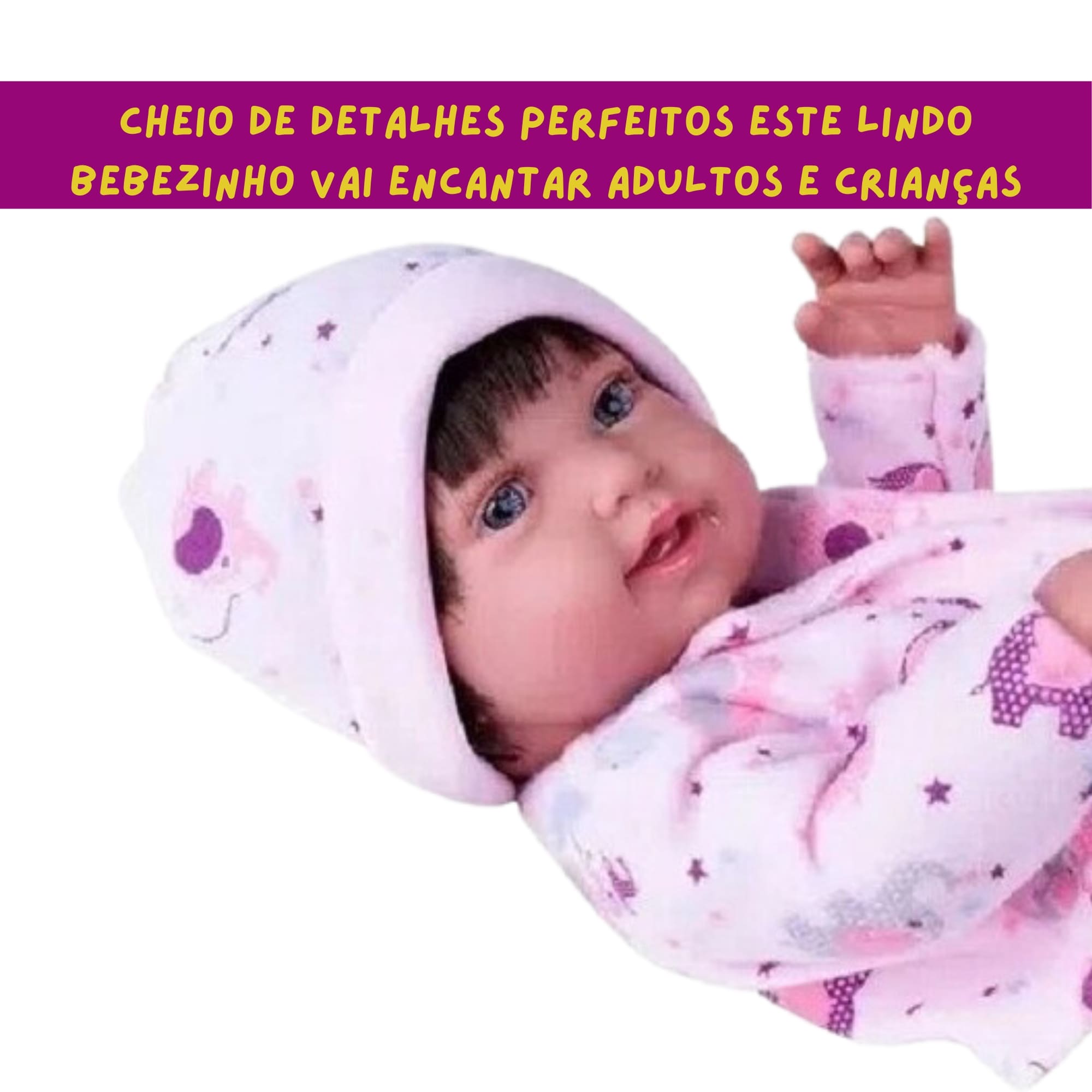 Boneca Reborn Baby Anny Doll Menina com Cabelo para Crianças a partir de 3 Anos Cotiplás - 2441