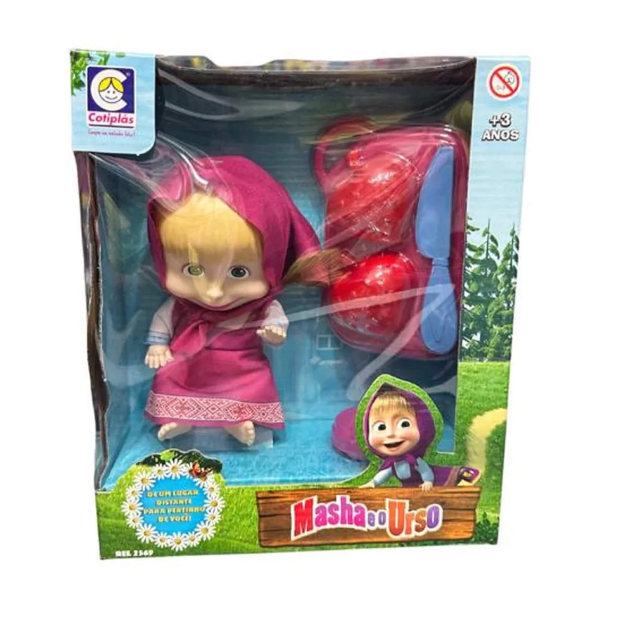 Boneca Masha E O Urso 18 cm com Acessórios para Crianças a Partir de 3 Anos Cotiplas - 2569