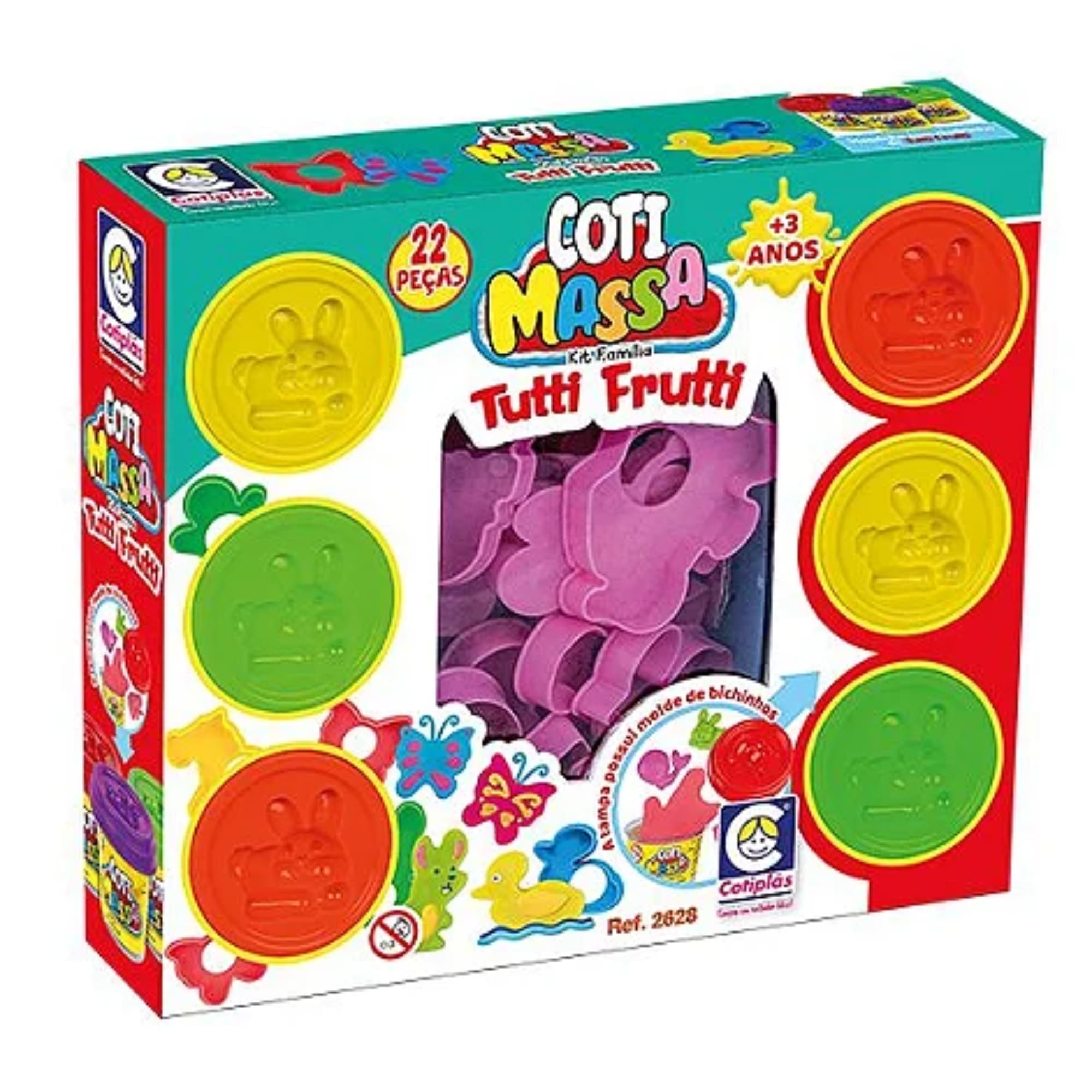 Brinquedo Massinha Modelar Coti Massa Cheiro Tutti Frutti Kit Família com 6 Potes Cotiplás - 2628