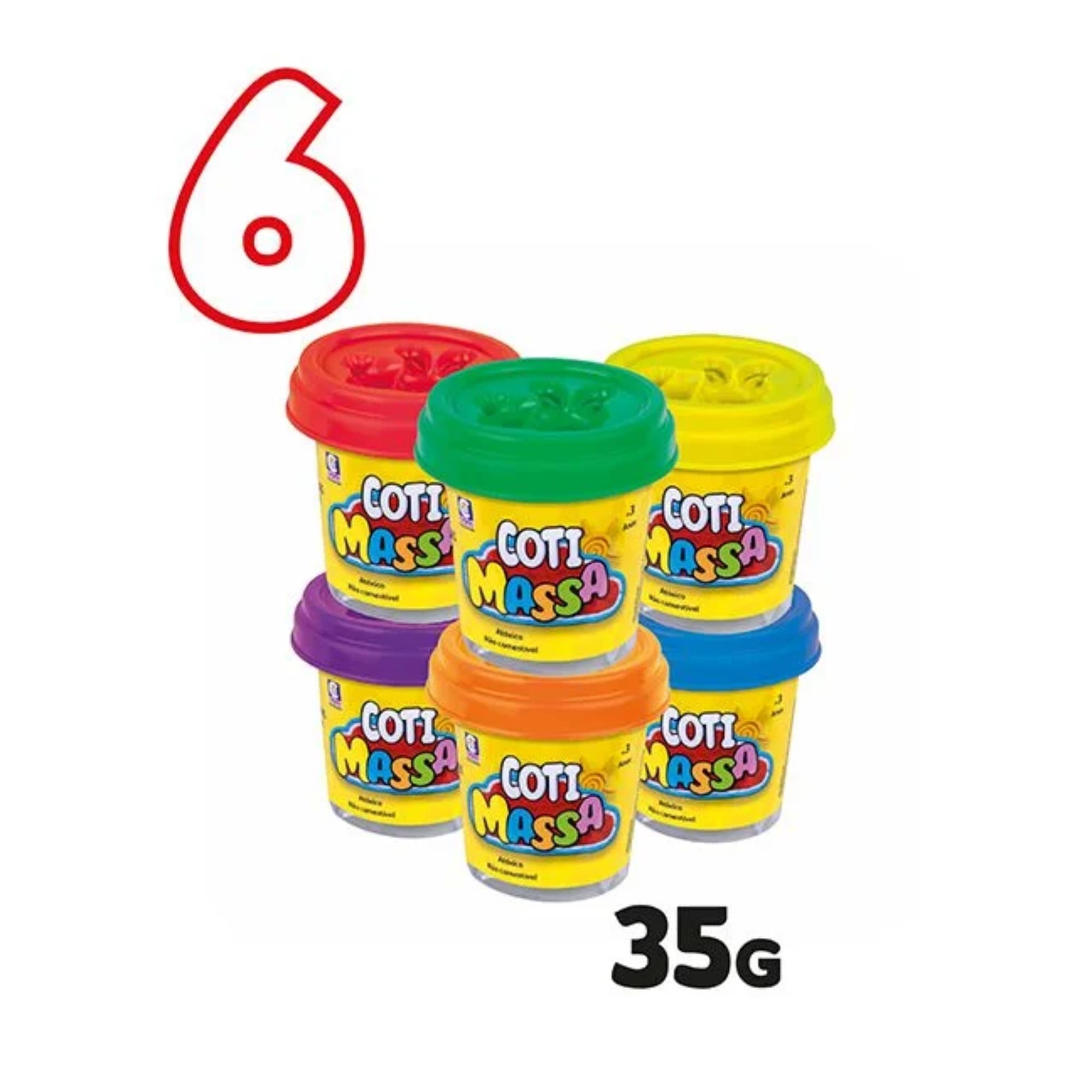 Brinquedo Massinha Modelar Coti Massa Cheiro Tutti Frutti Kit Família com 6 Potes Cotiplás - 2628