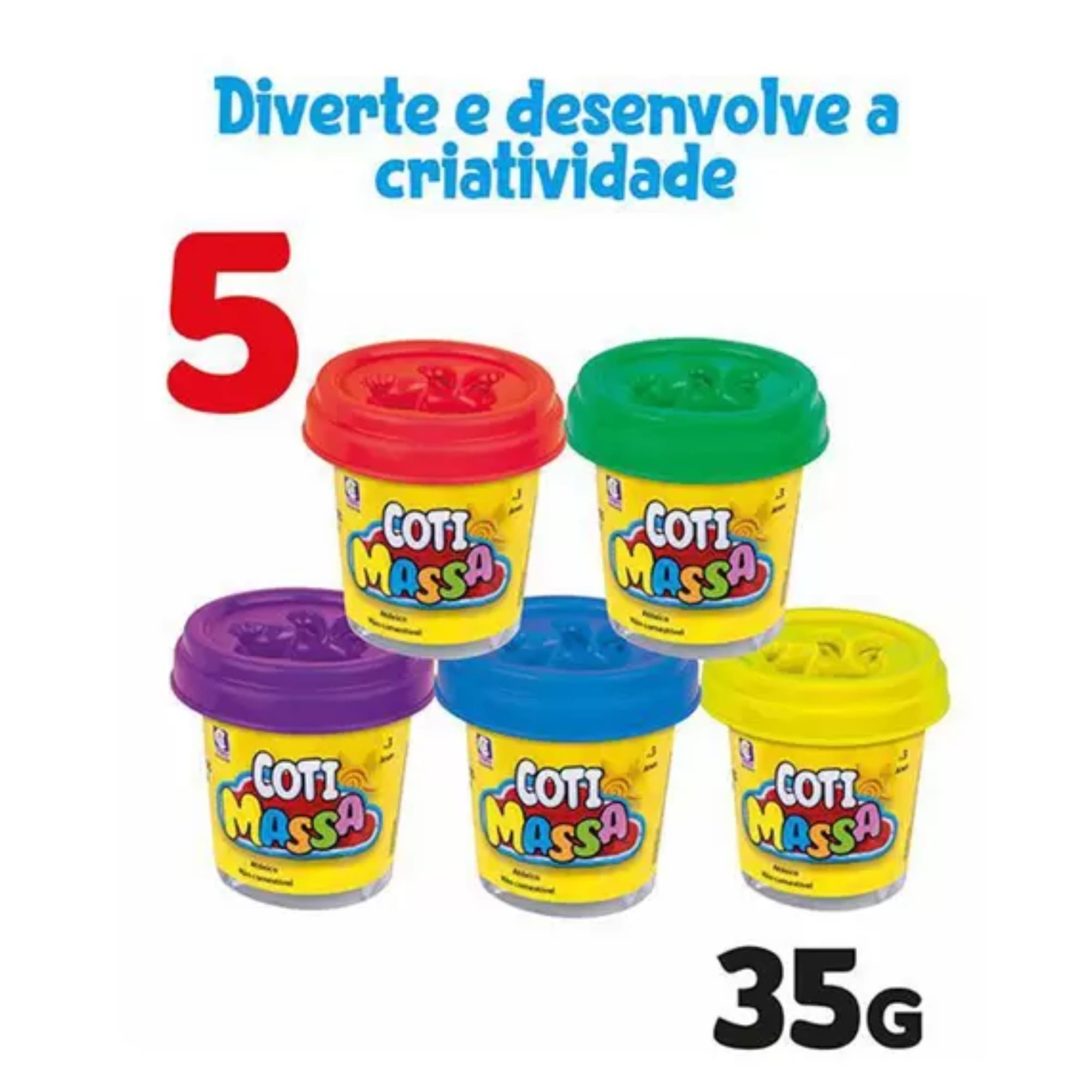Brinquedo Massinha Coti Massa Tutti Frutti Kit Festa com 5 Potes com Molde na Tampa Cotiplás - 2629