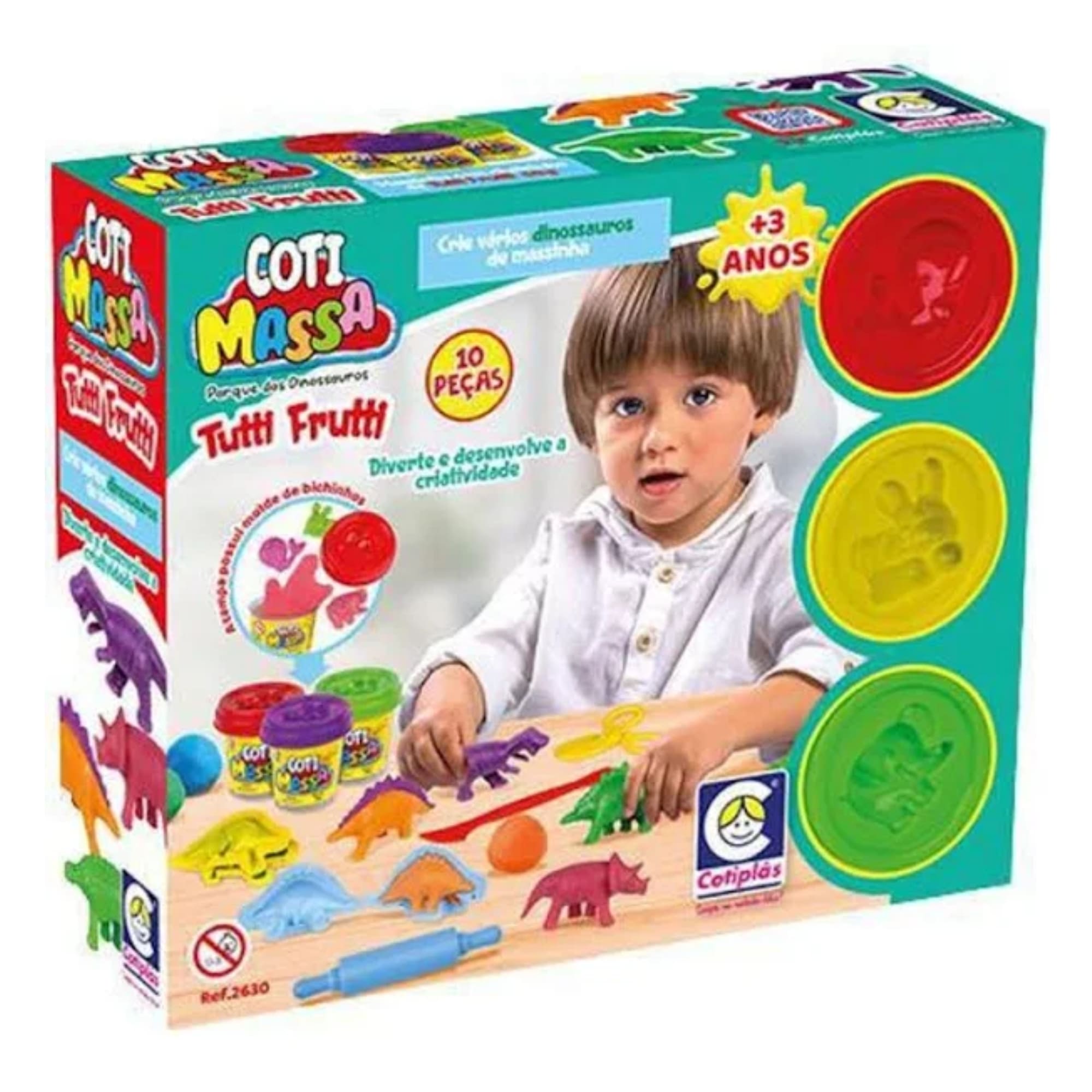Brinquedo Massinha Modelar Atóxica Tutti Frutti c/ Molde de Animais Cotiplas - 2630