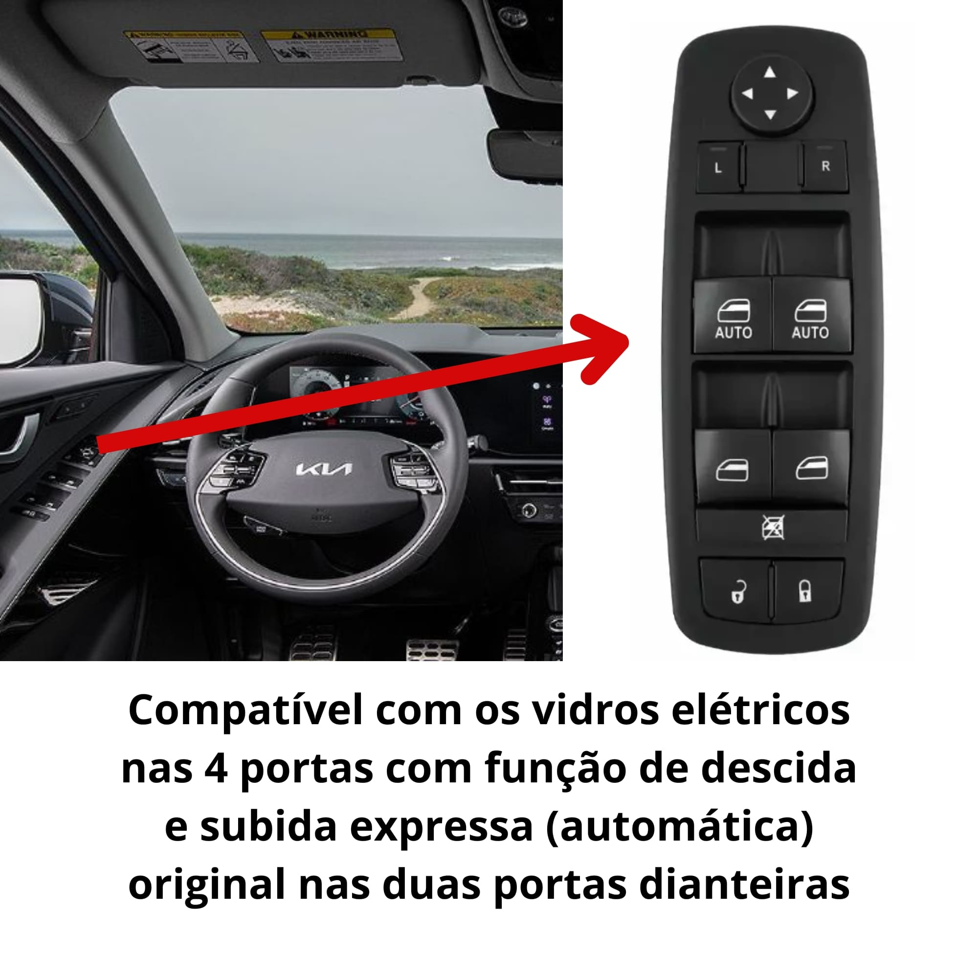 Módulo de Vidro com Anti-esmagamento Niro 2016 até 2023 Tury - PRO4.106LONGY