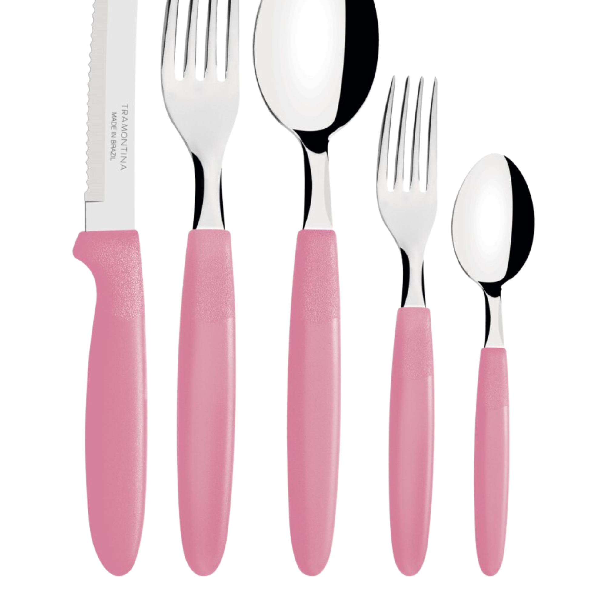 COMP Kit Jogo de Panelas 4 Peças em Alumínio Antiaderente Starflon Max + Faqueiro Ipanema 30 Peças Inox Rosa Tramontina
