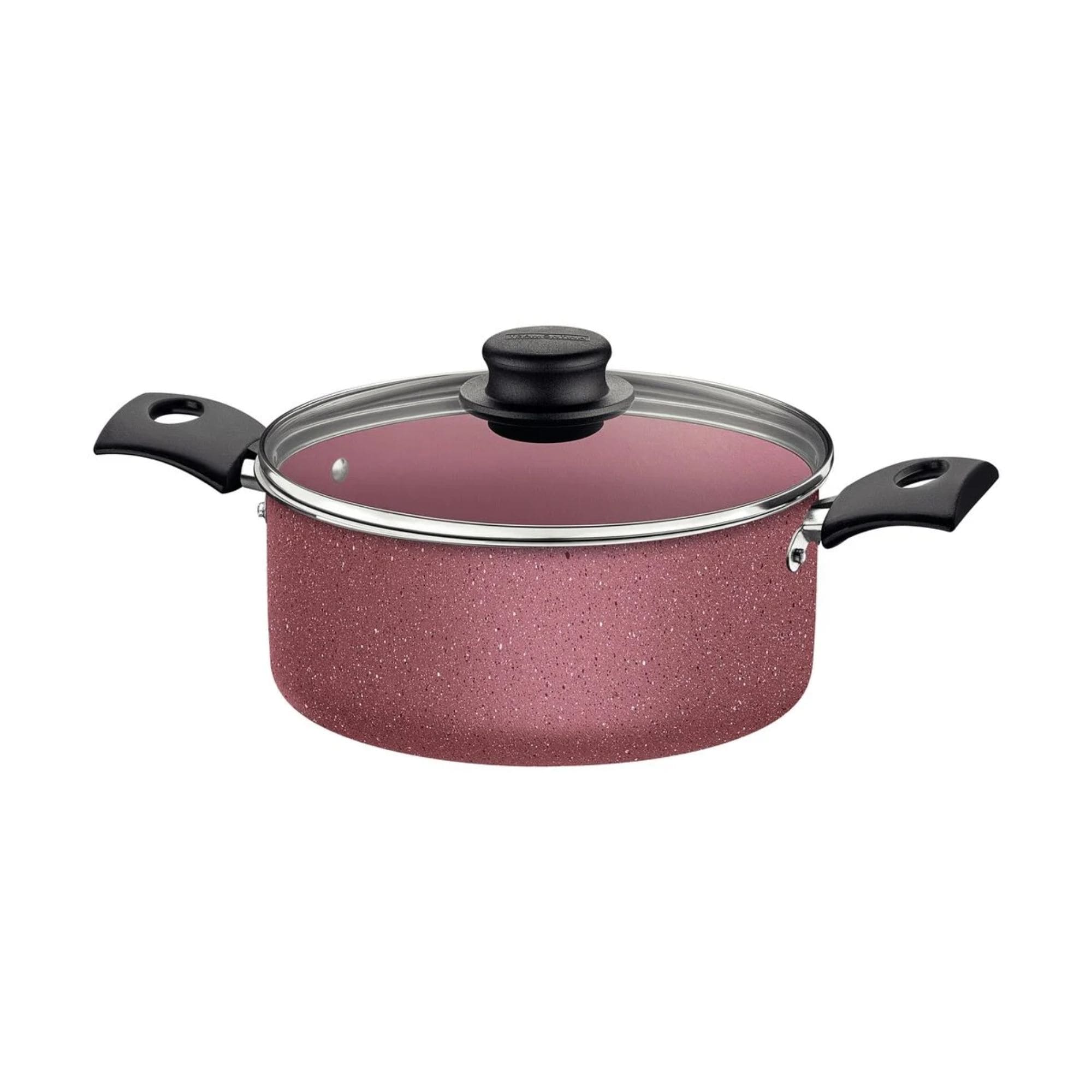 COMP Kit Jogo de Panelas 4 Peças em Alumínio Antiaderente Starflon Max + Faqueiro Ipanema 30 Peças Inox Rosa Tramontina
