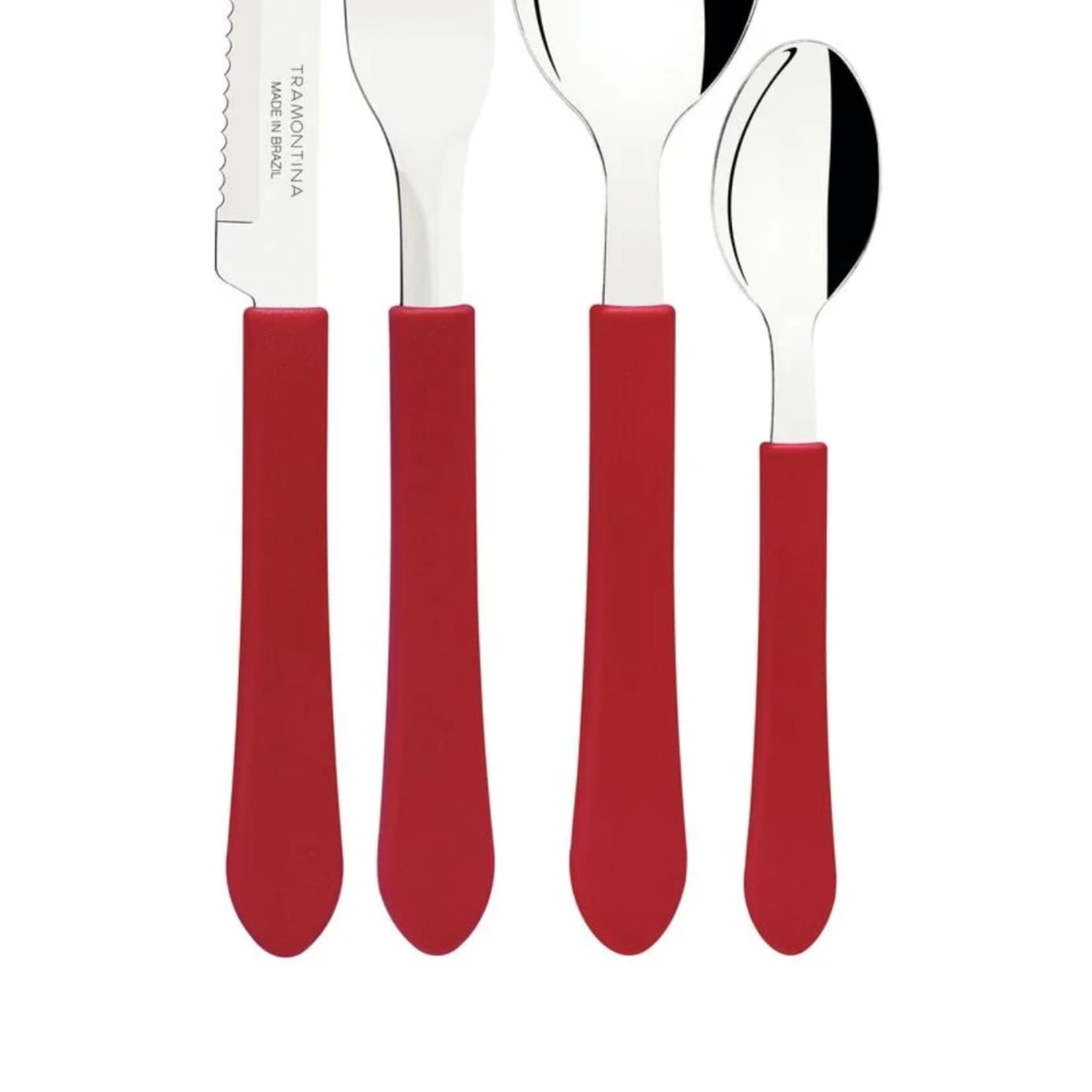 COMP Kit Jogo de Panelas 5 Peças em Alumínio Antiaderente Starflon Max +Faqueiro Ipanema 12 Pçs Inox Vermelho Tramontina