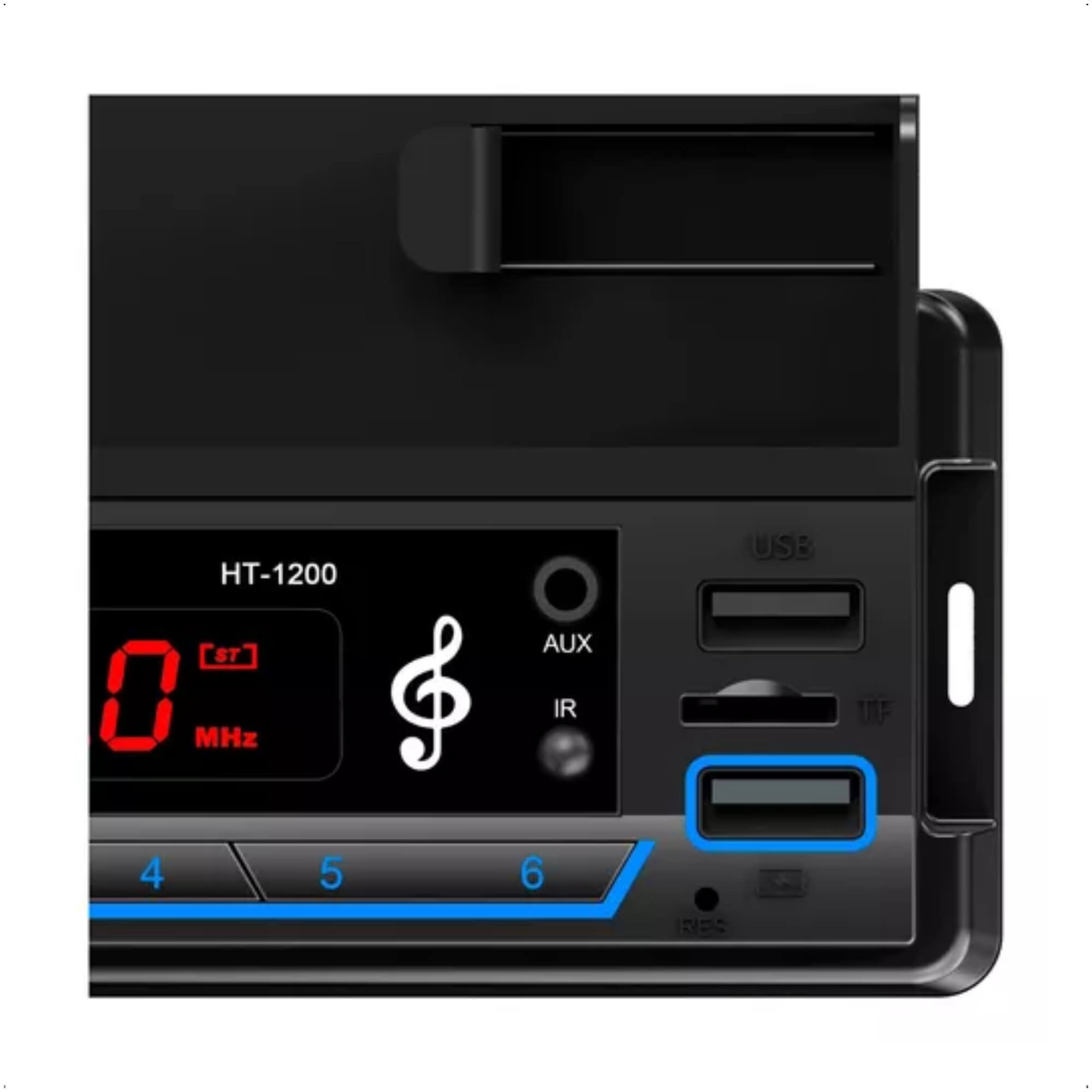 Rádio Automotivo Com Suporte Para Celular USB/SD/Auxiliar/Bluetooth Controle 4X25W-H-Tech HT-1200