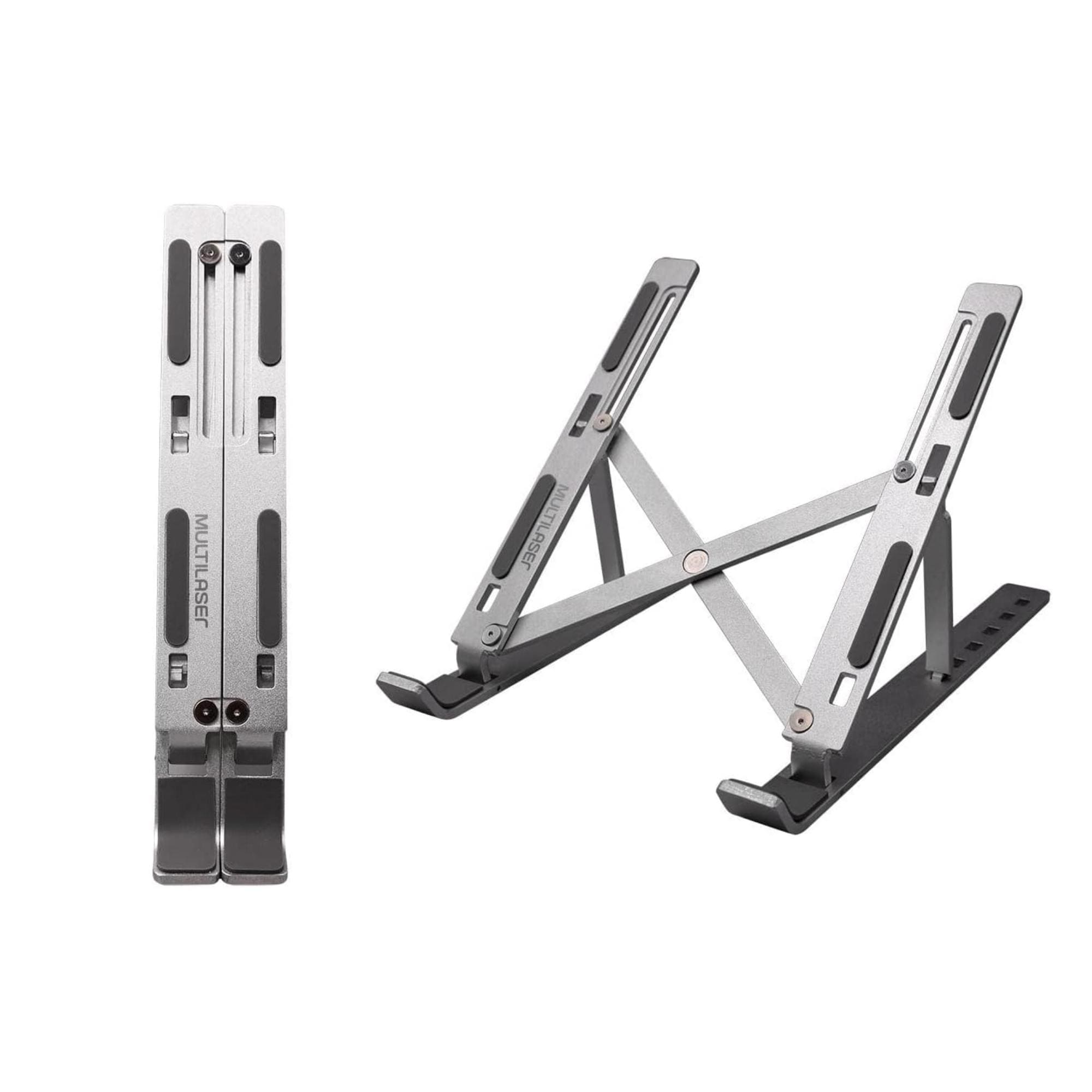 Suporte para Notebook ou Tablet Regulável e Portátil em Alumínio Cor Prata Multilaser - AC378