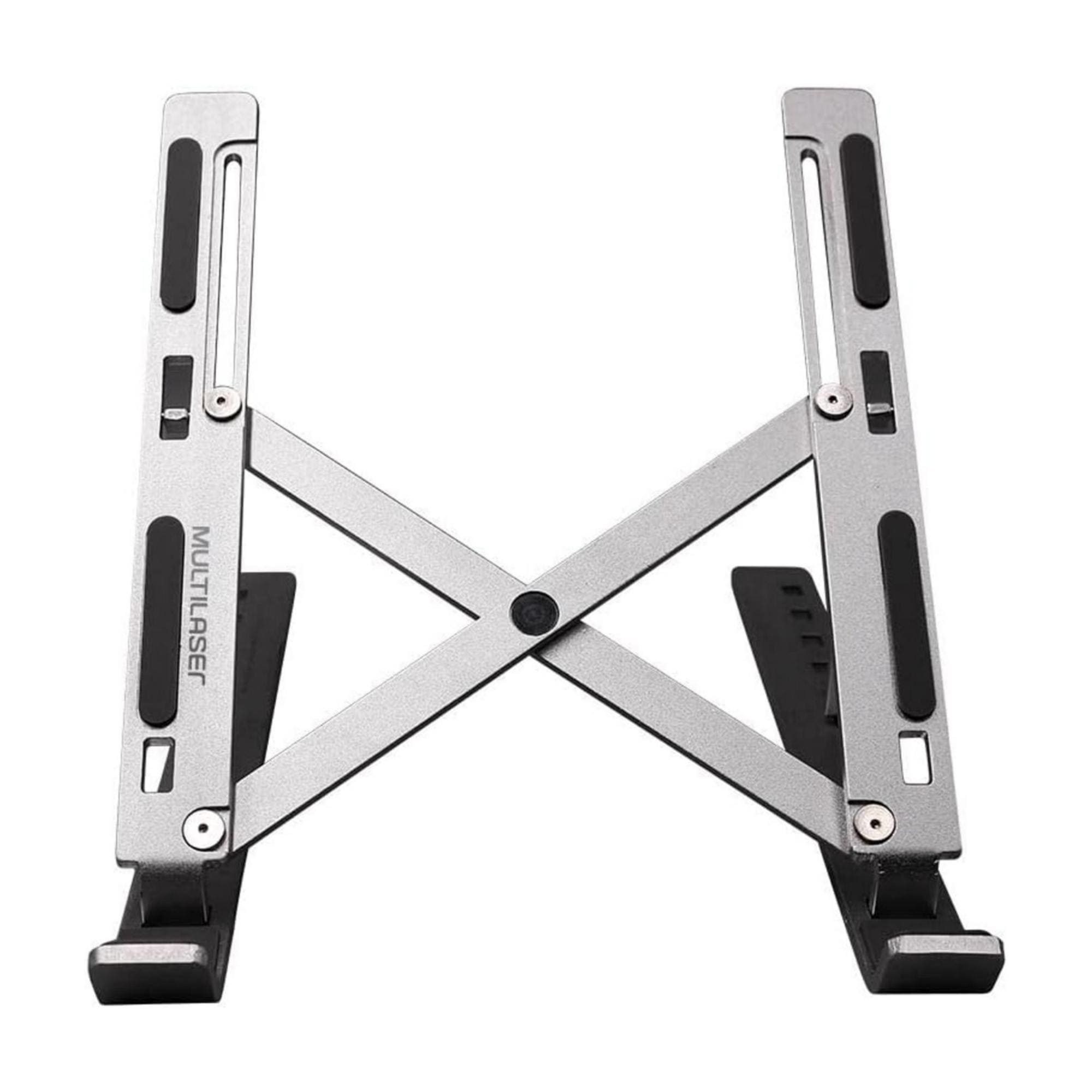 Suporte para Notebook ou Tablet Regulável e Portátil em Alumínio Cor Prata Multilaser - AC378