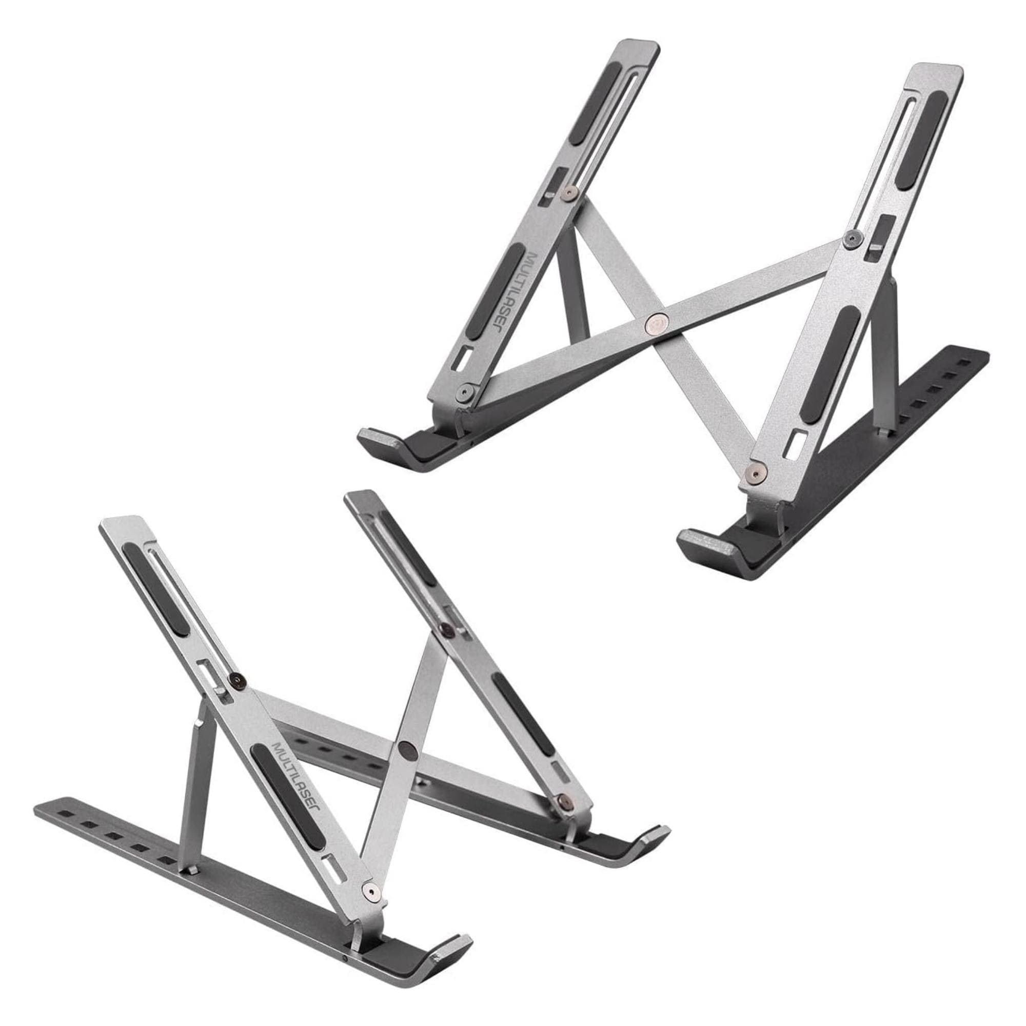 Suporte para Notebook ou Tablet Regulável e Portátil em Alumínio Cor Prata Multilaser - AC378