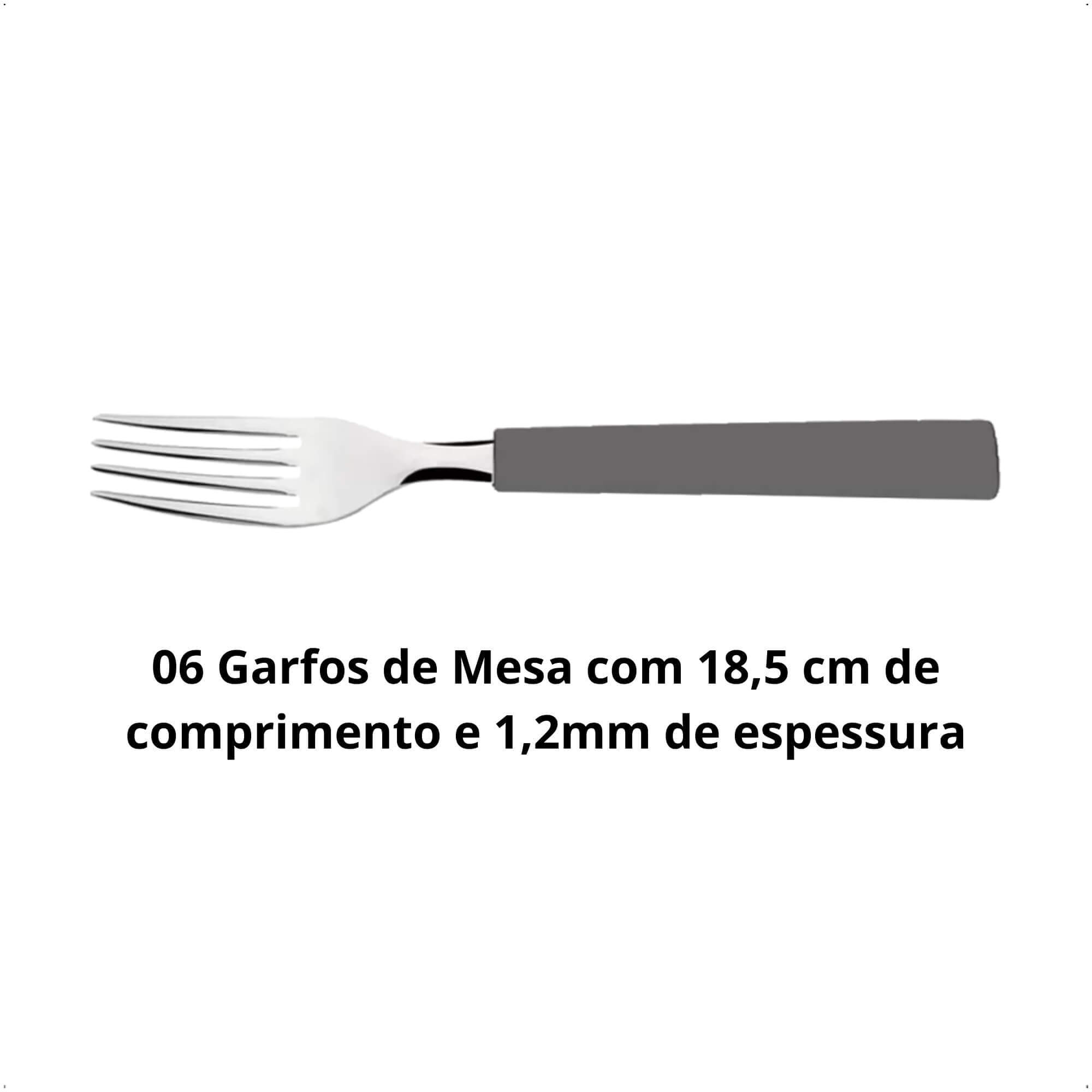 Faqueiro 24 Peças em Aço Inox Riviera Cinza com Pote de Plástico Brinox - 6025/732