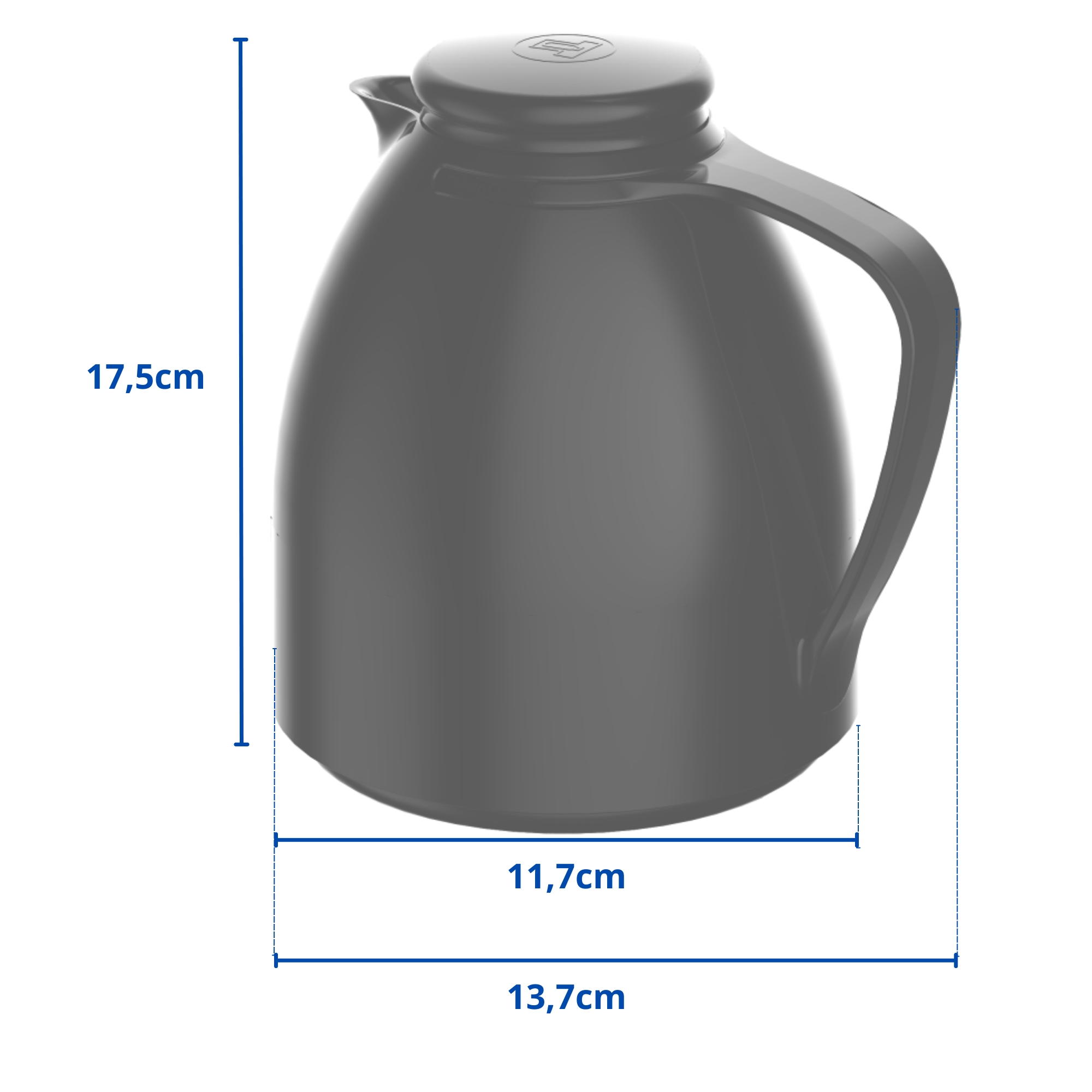 Garrafa Térmica Bule Luna 500ml Preta Plástico Isolamento de Ampola de Vidro Termolar 57574